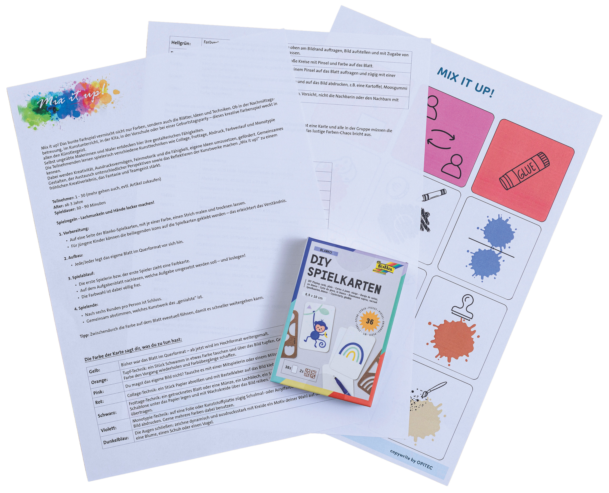 Spielkarten inkl.Mix-it-up Farbenspiel Anleitung