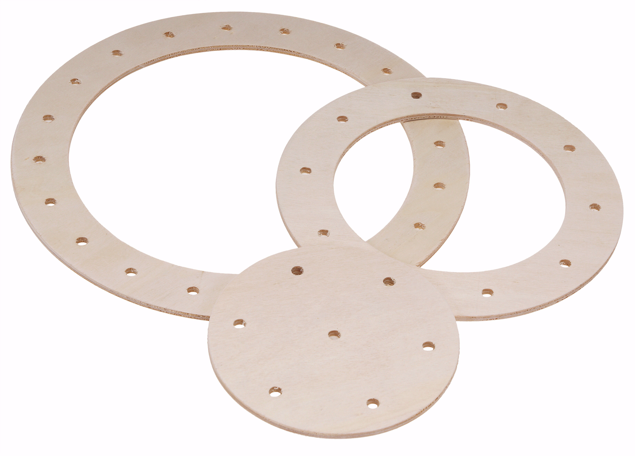 Holz-Fädelringe, 9er-Set (ø 10/15/20 cm)