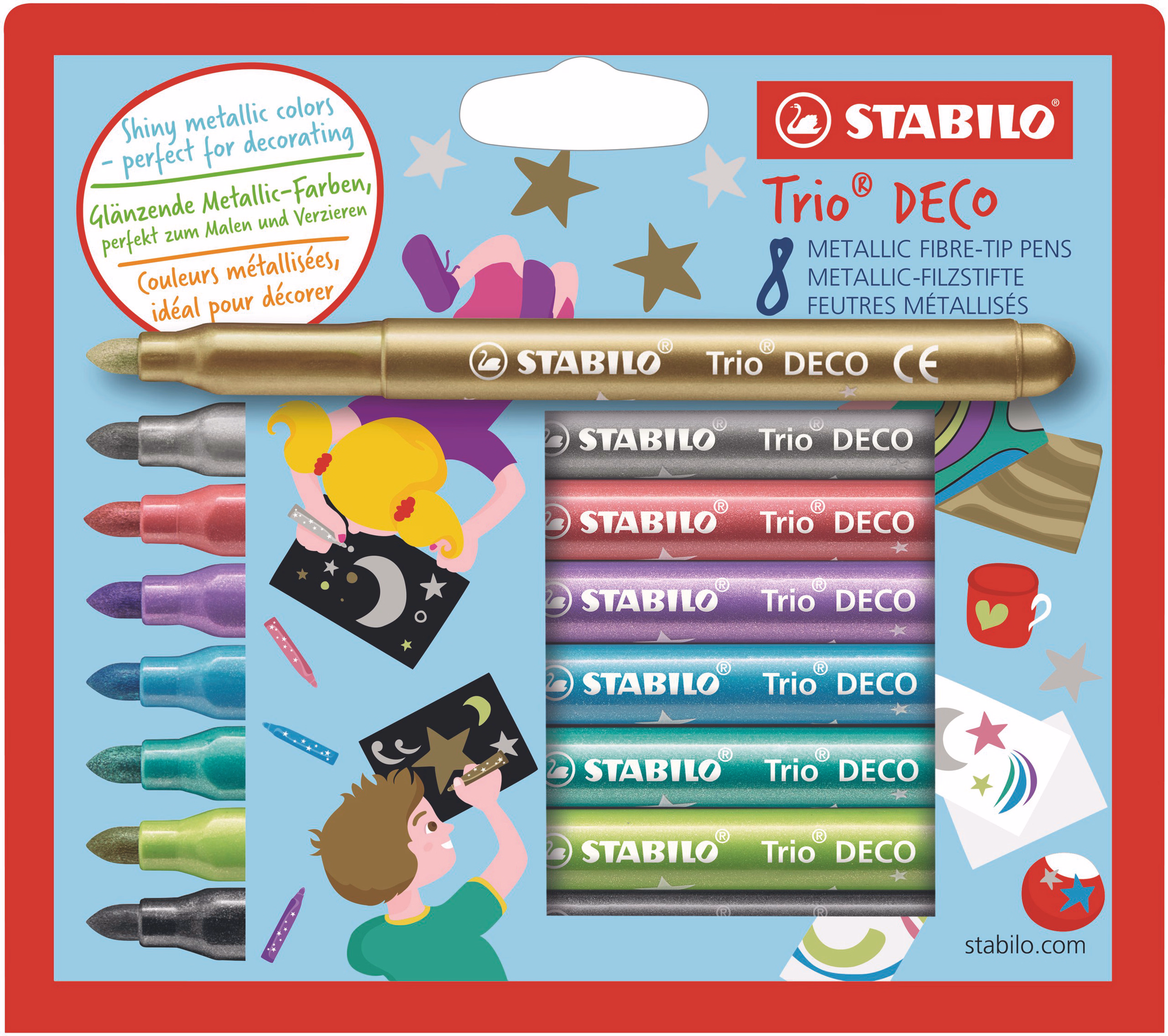 STABILO Trio Deco Metallic-Filzstifte, 8er-Set