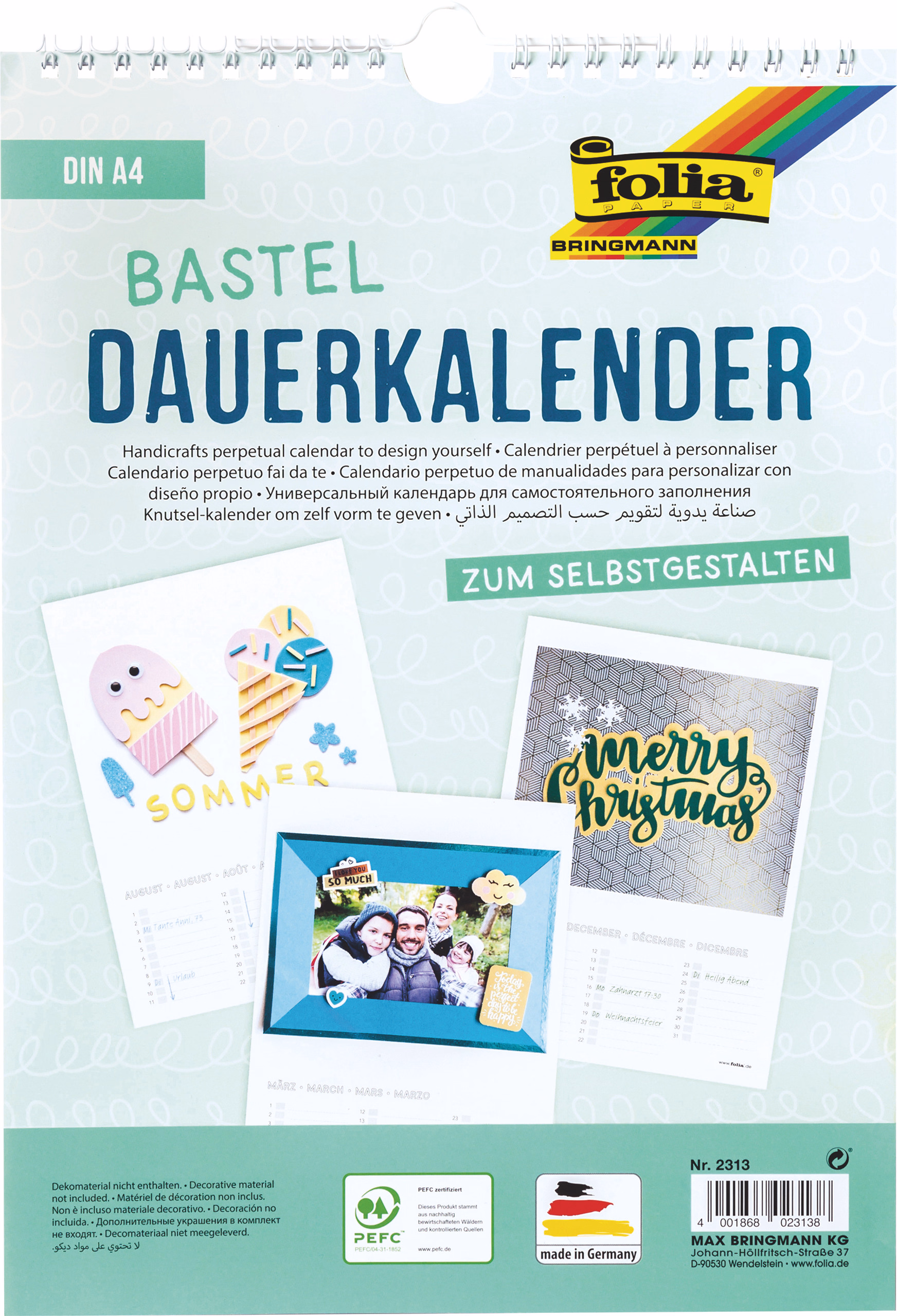 Bastel-Dauerkalender, weiß (DIN A4)