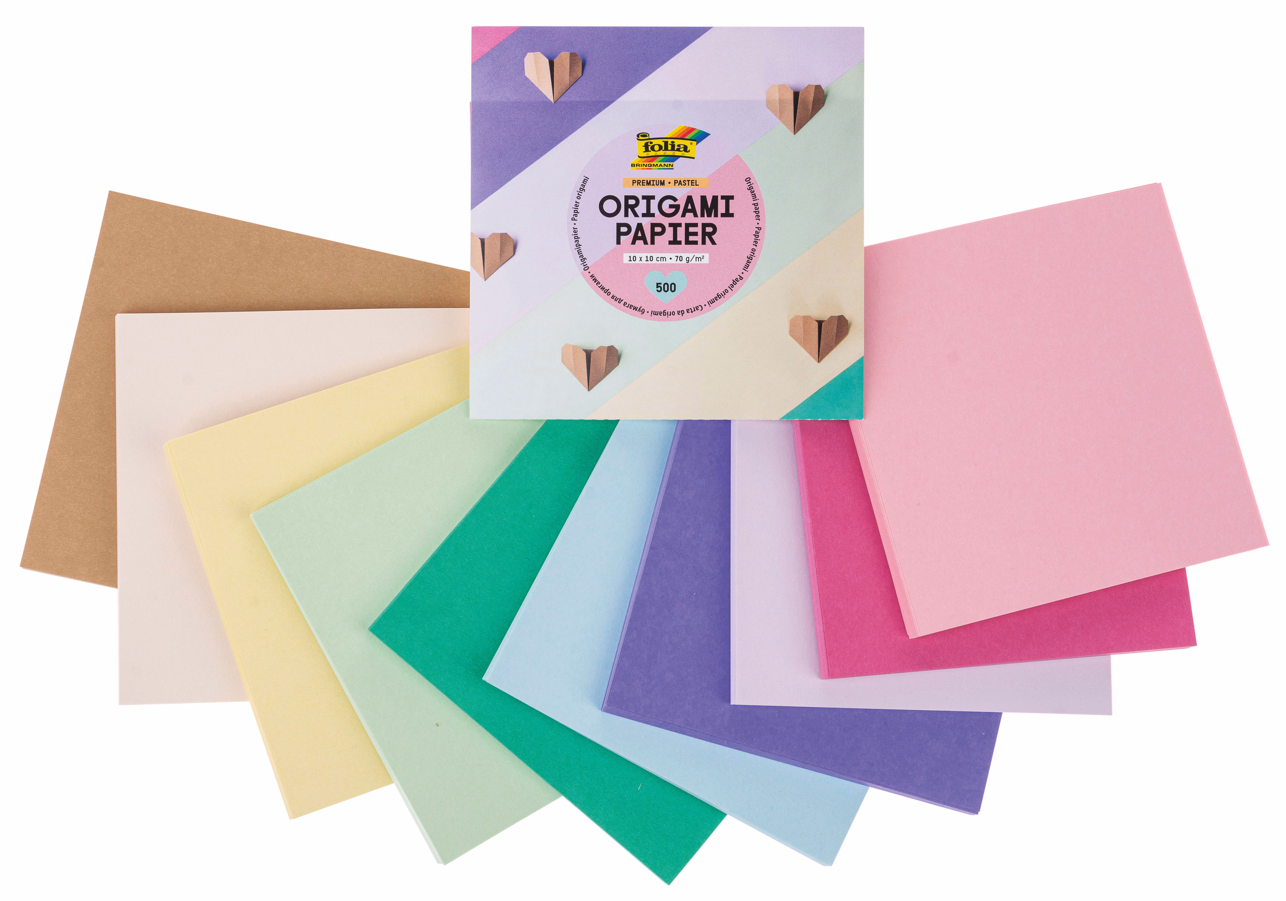 Premium Faltblätter pastell, 10x10cm, 500 Blatt