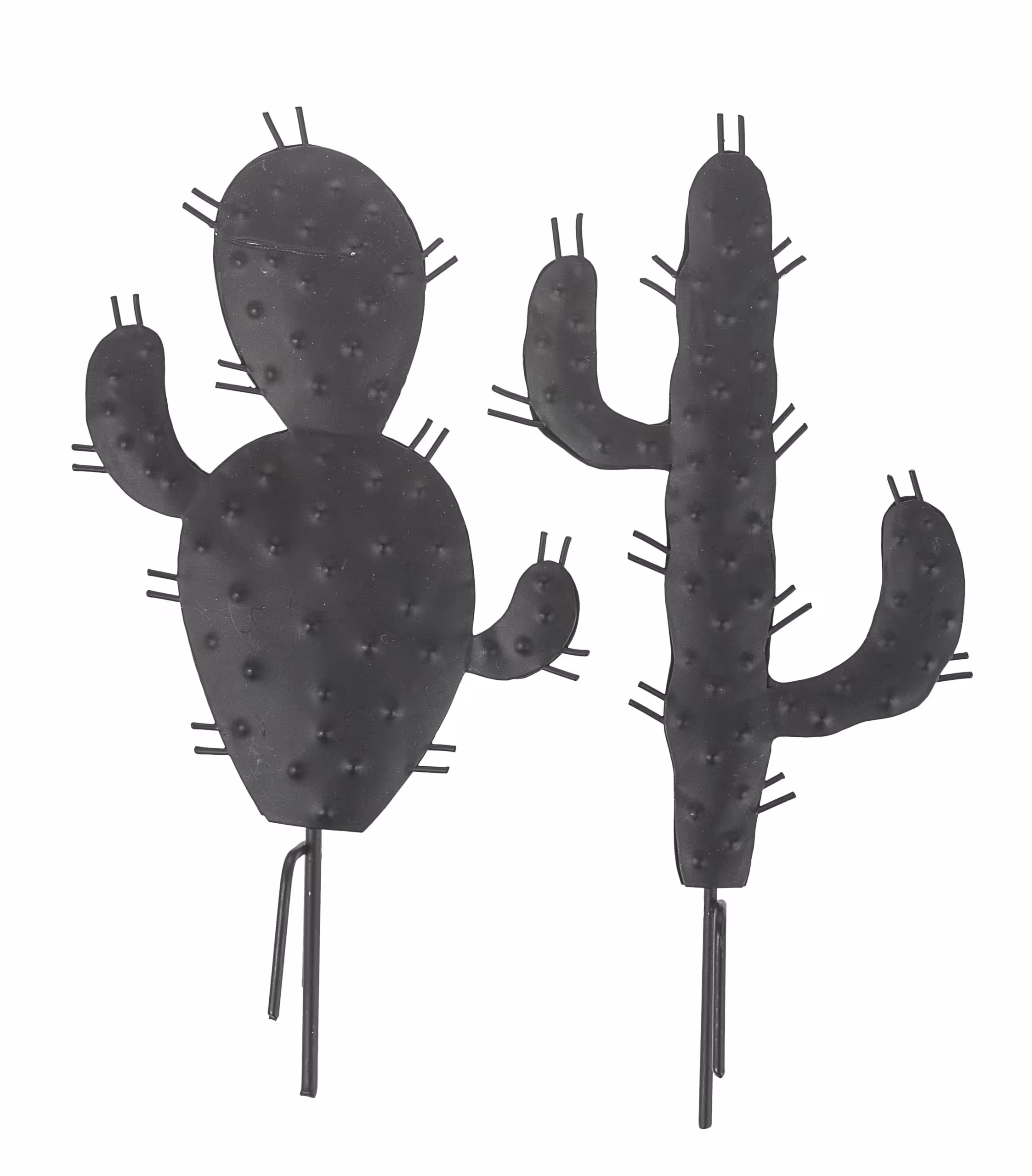 Pique en métal cactus, 2 pièces noir (18 cm)