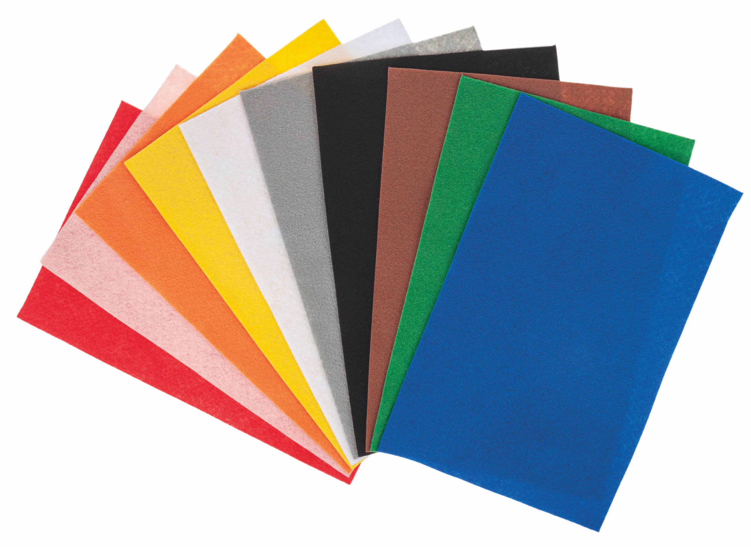Bastelfilz, 10 Platten farbig (1,5 x 200 x 300 mm)