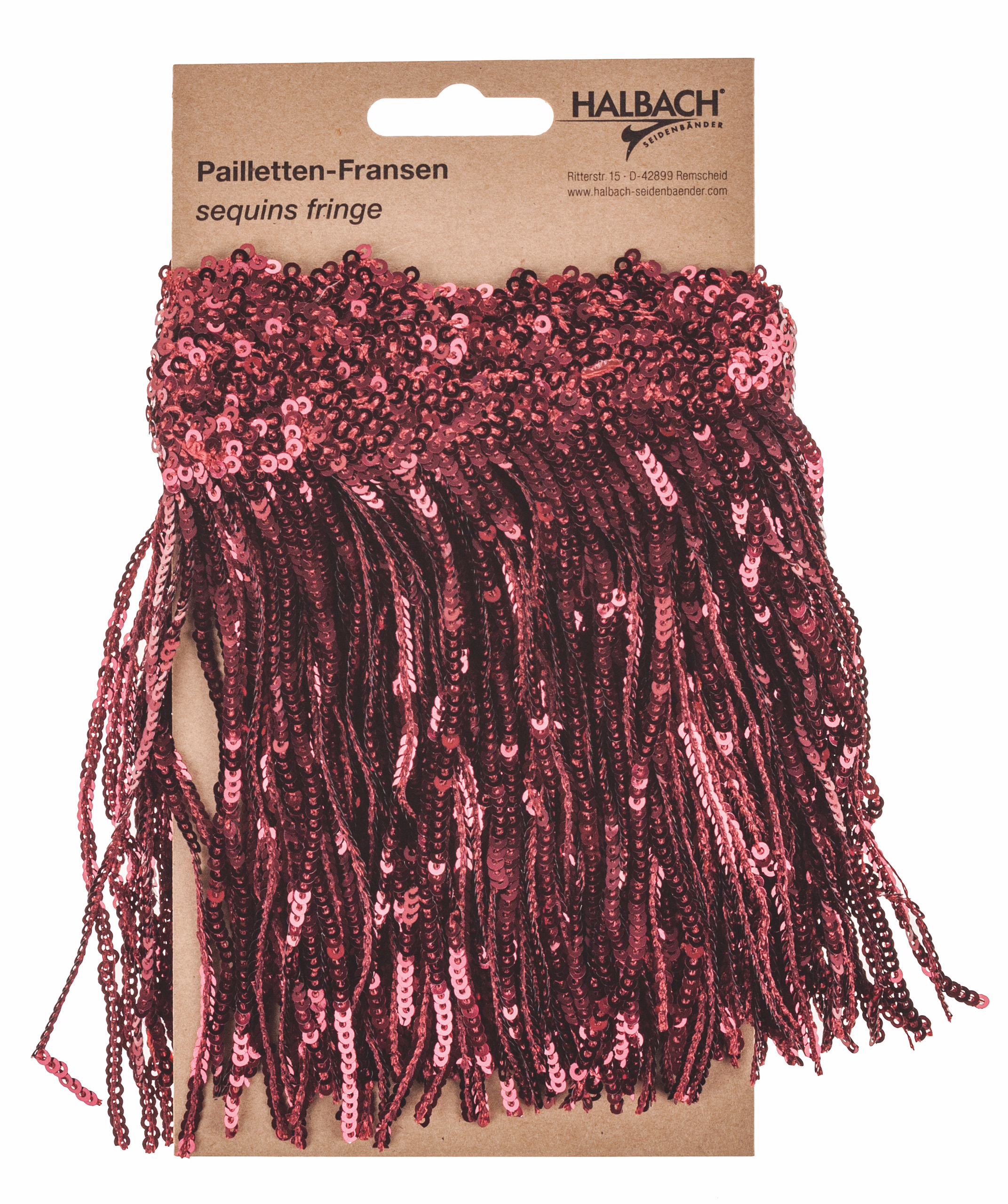 Pailletten-Fransenband, weinrot (12cm x 1m)