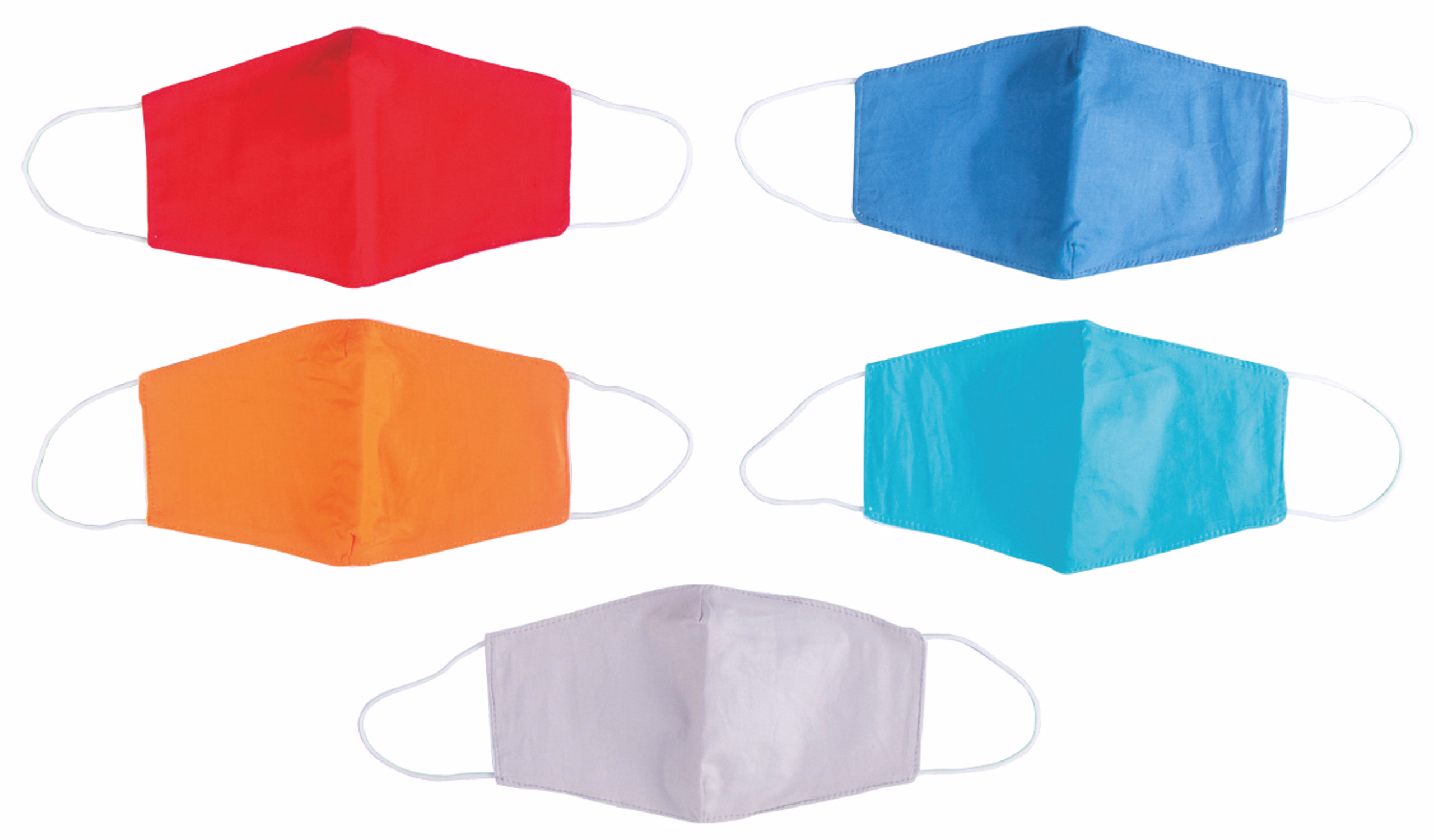 Mund-Nasen-Masken mit Elastikbänder, 5 Stück bunt