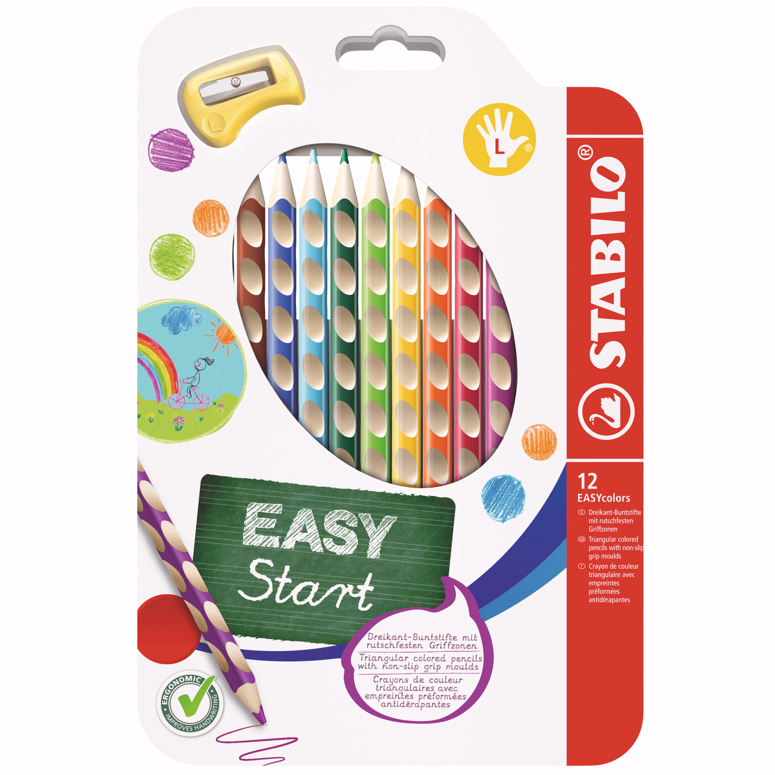 STABILO EASYcolors Buntstifte, Linkshänder, 12er-Set