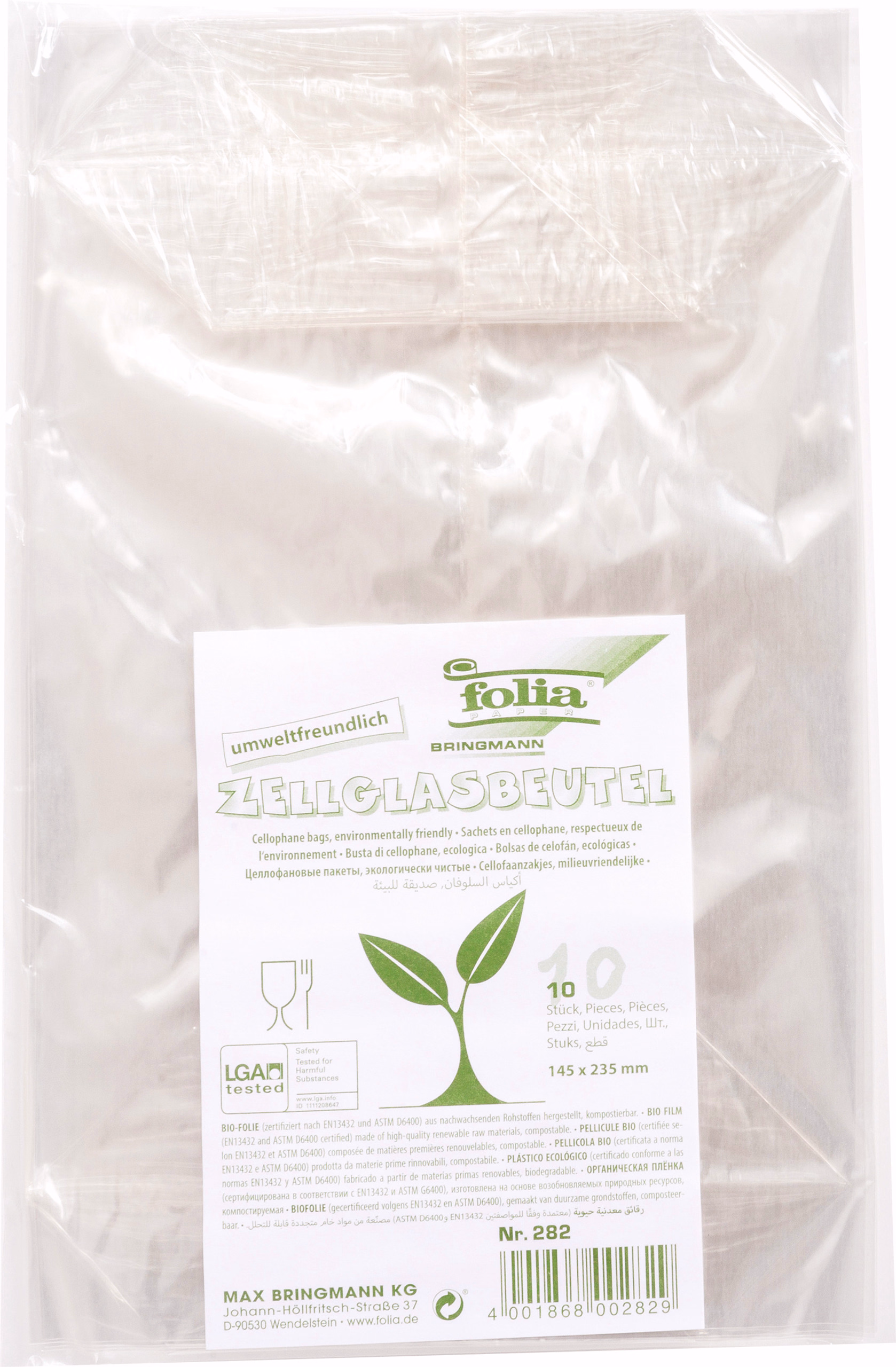 Sachets cellophane, 145 x 235 x 60 mm