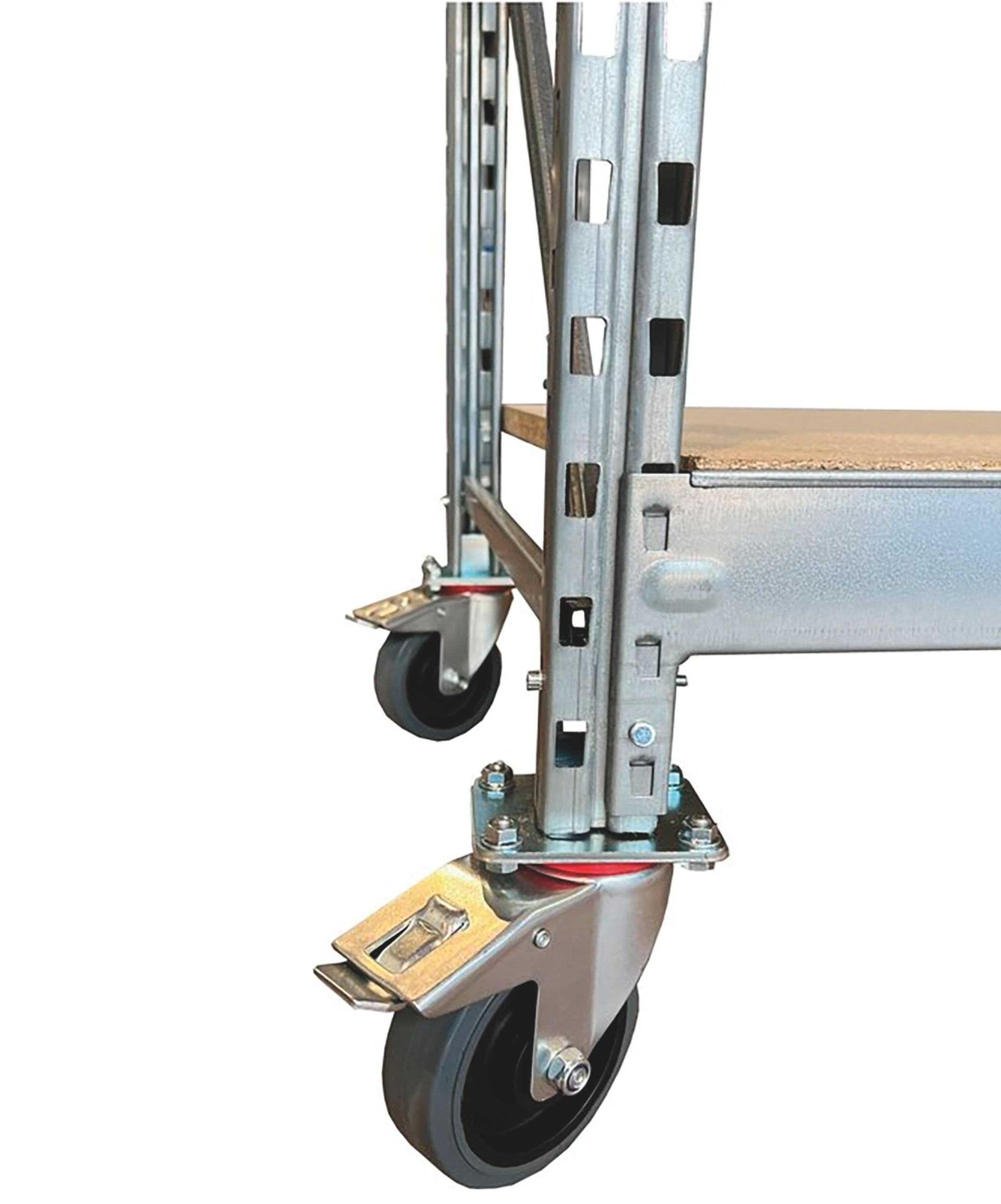 Wielenset en steunen voor robuuste werktafel