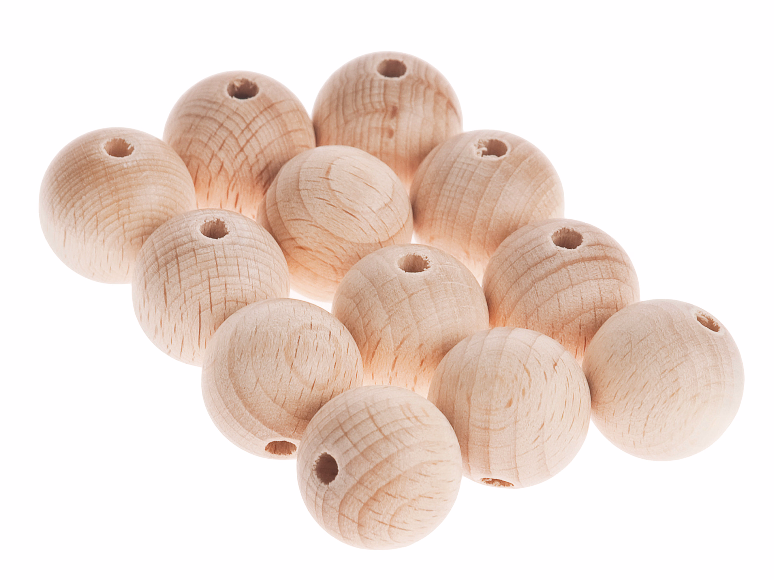 Holzkugeln mit Bohrung, 12 Stück (20 mm)