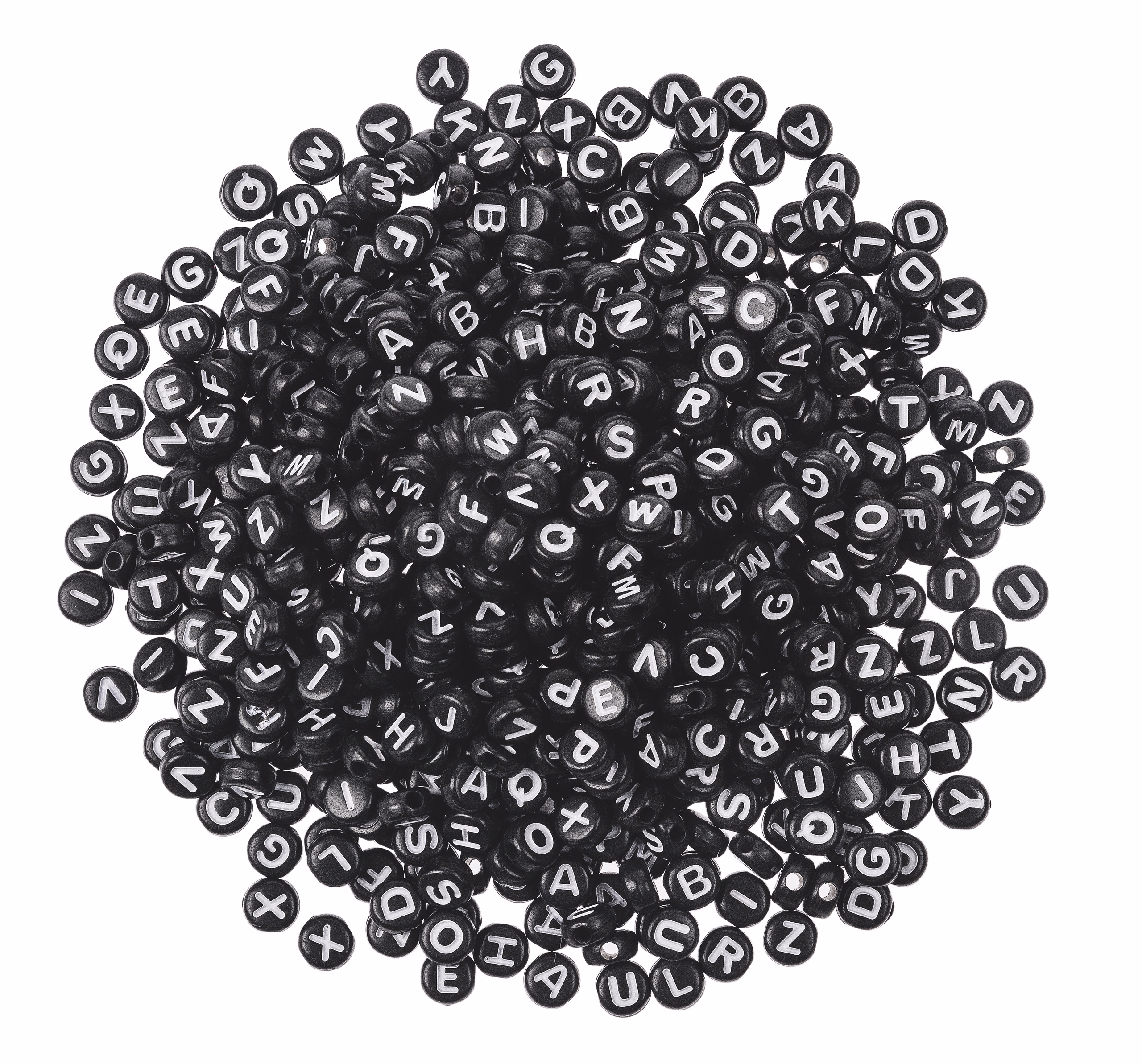 Alphabet-Perlen, 500 Stück schwarz/weiß (7,5 mm)