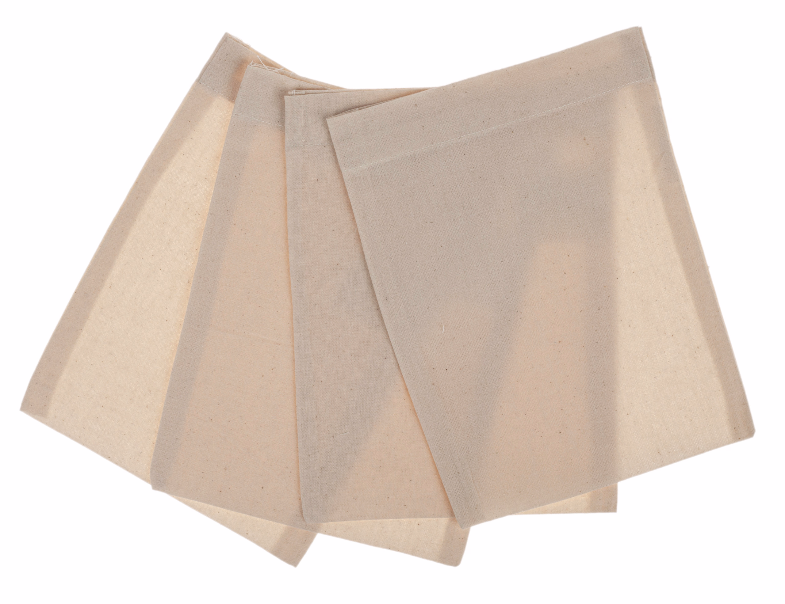 Stoffen zakjes (15 x 20 cm) naturel, 4 stuks