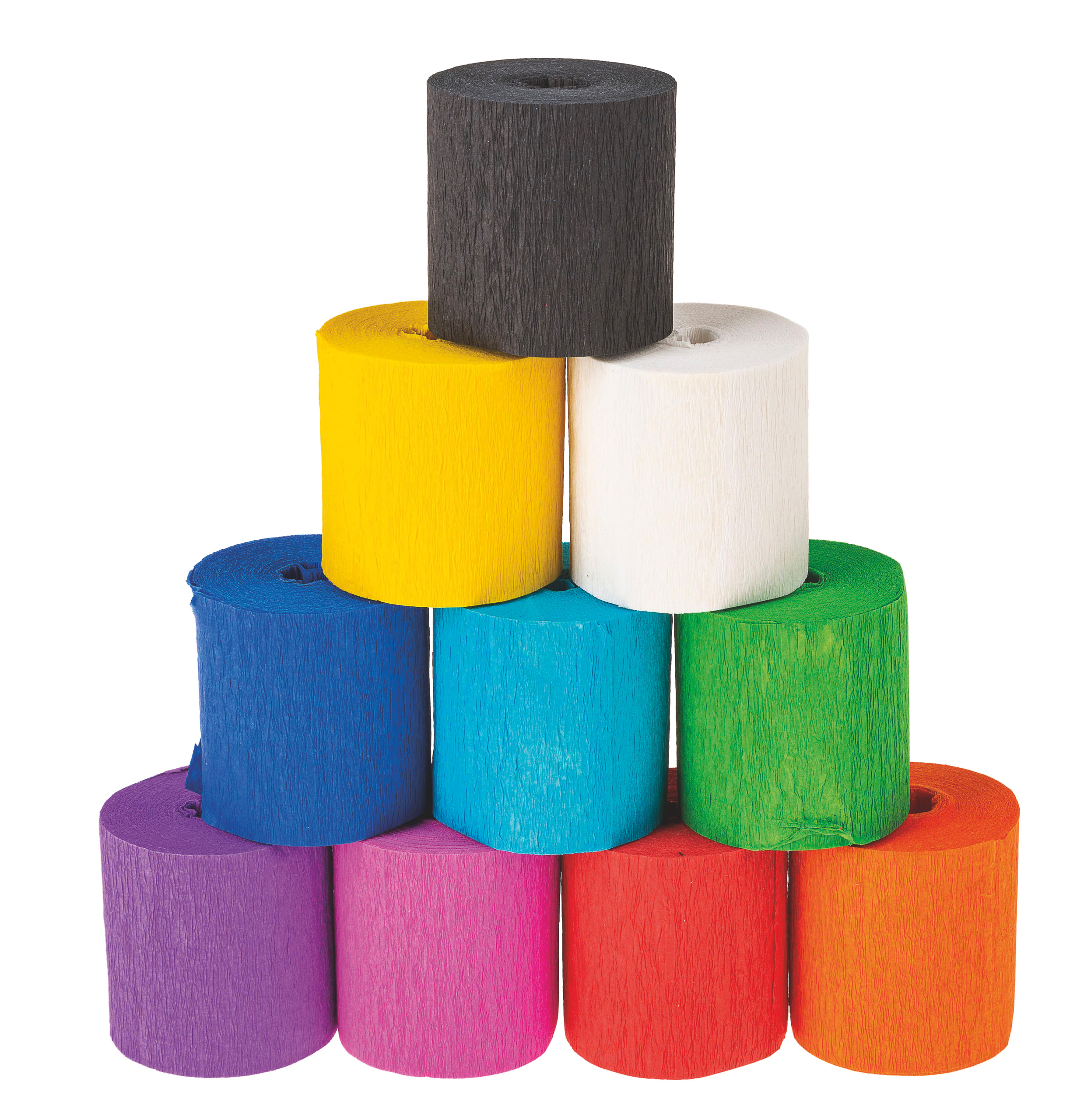 Kreppband, 10 Rollen farbig sortiert (5 cm x 10 m)