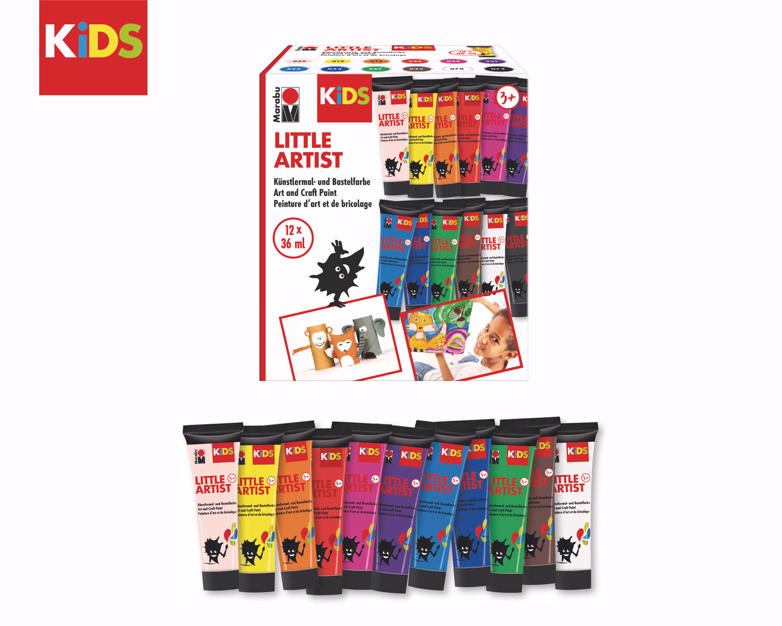 Marabu KiDS Künstlermal- und Bastelfarbe, 12er-Set