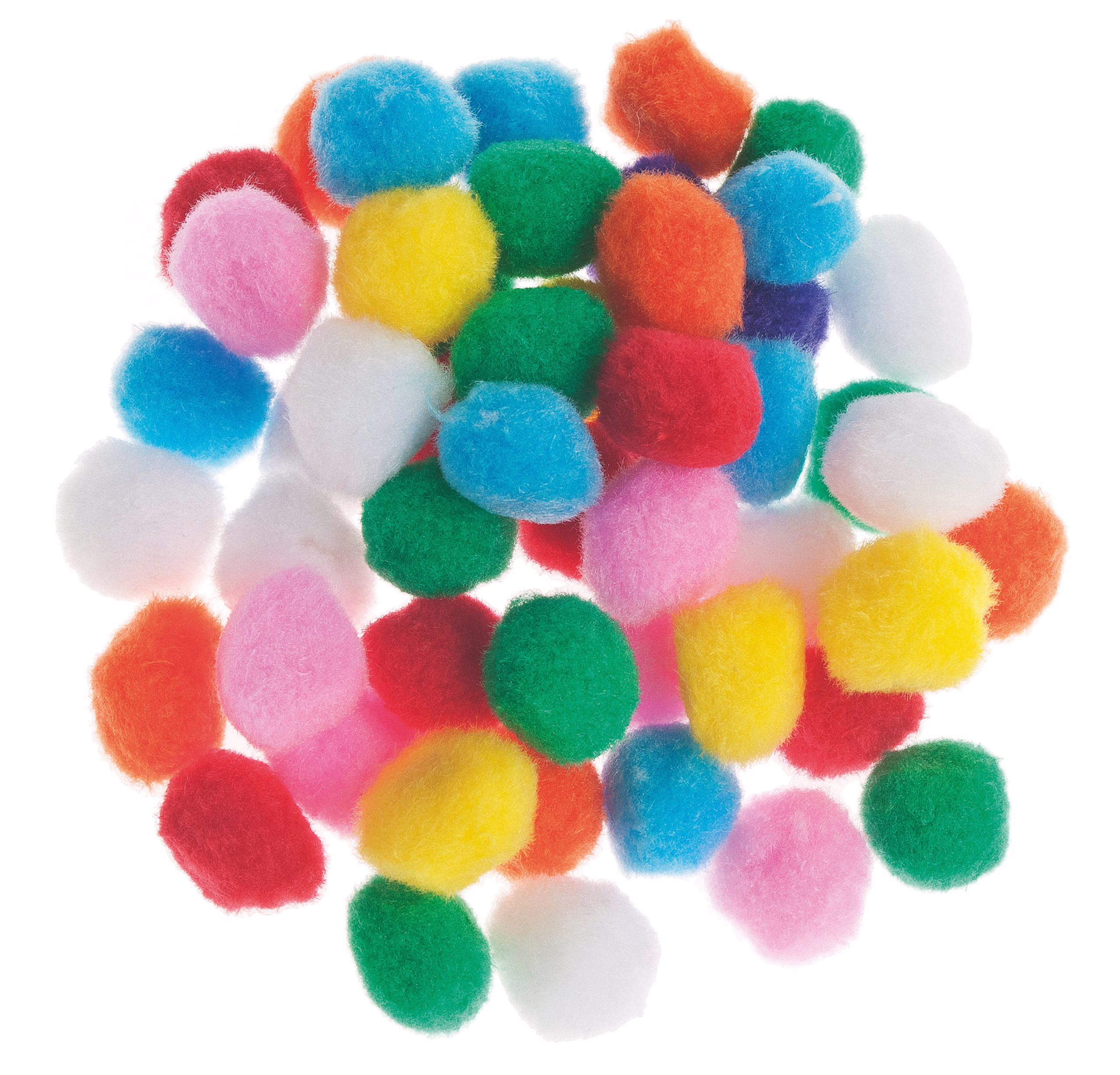 Pompons, 50 Stück farbig (25 mm)