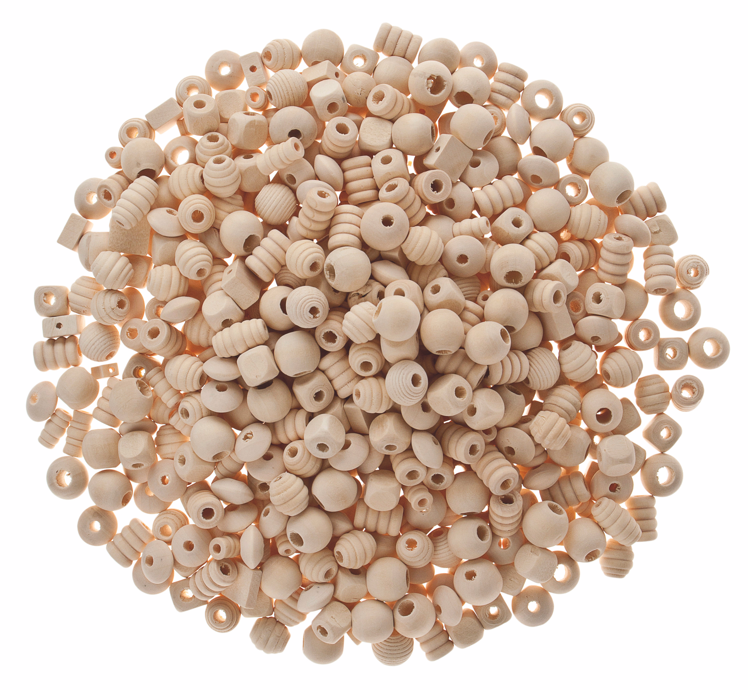 Holzperlen-Mischung, 500 g natur, aus Ahorn