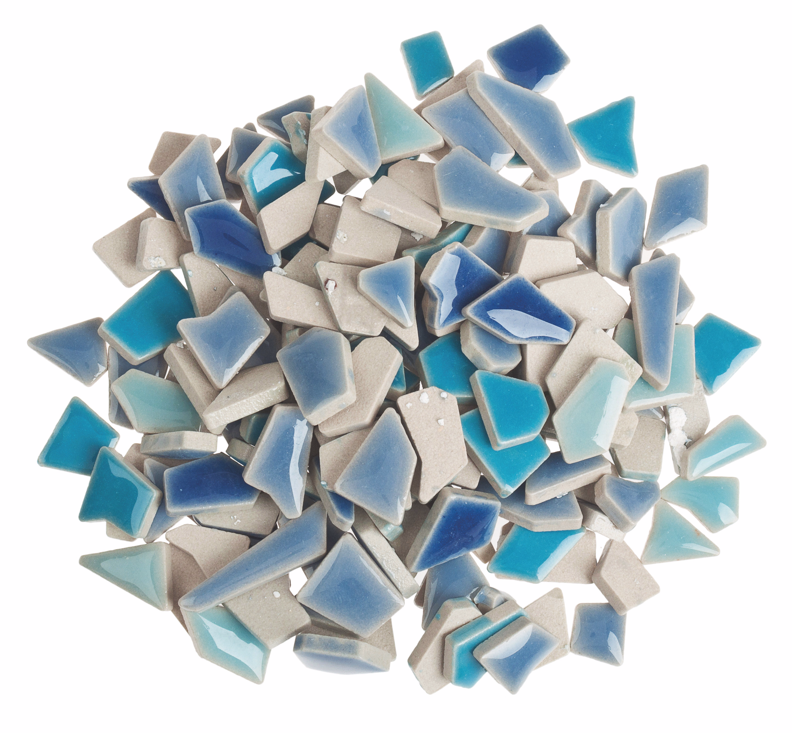 Mini éclats de mosaïque émaillée, tons bleus