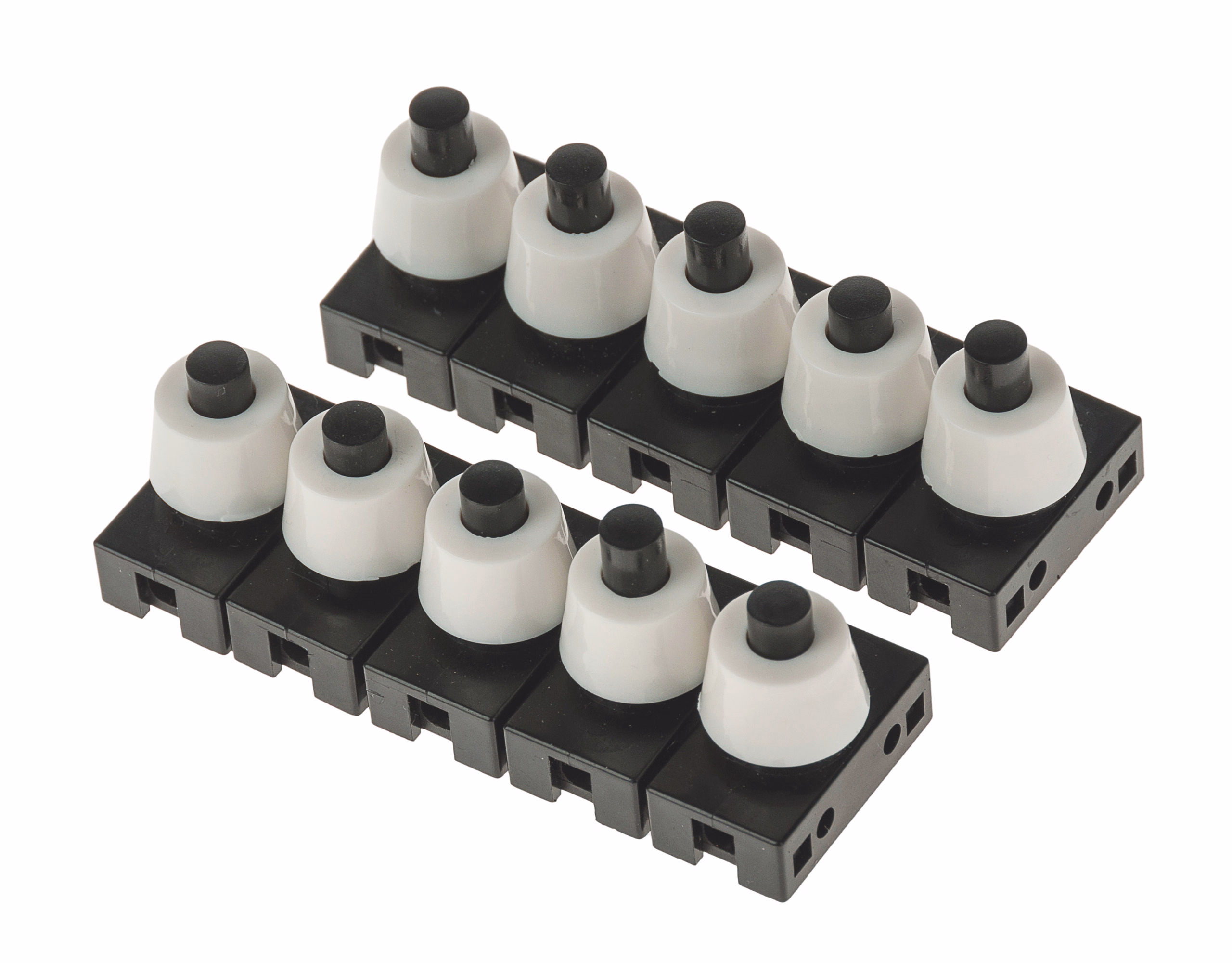 Druckschalter mit Mutter, 10 Stück