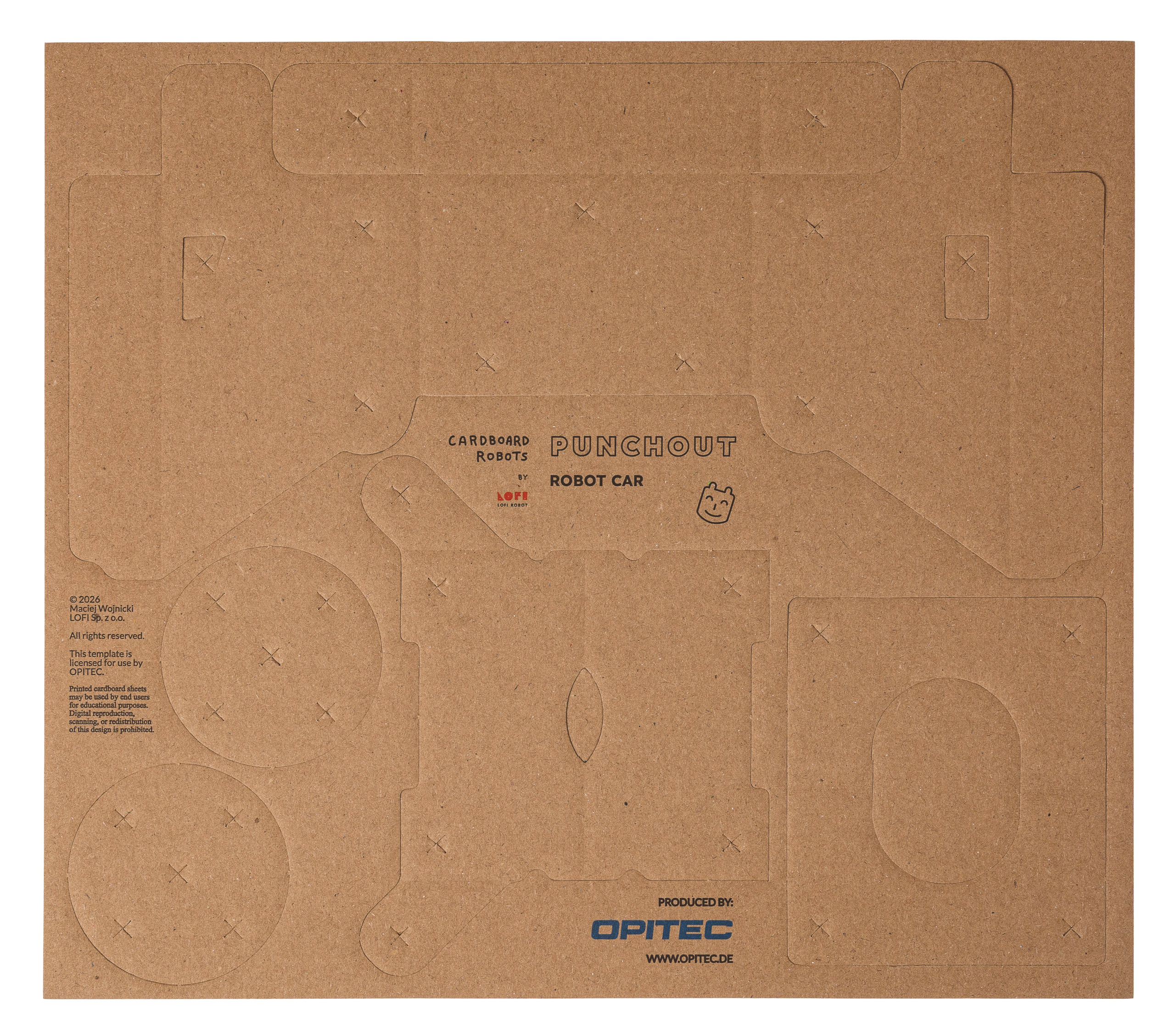 Carboard sjabloon Robot Car voorgestanst