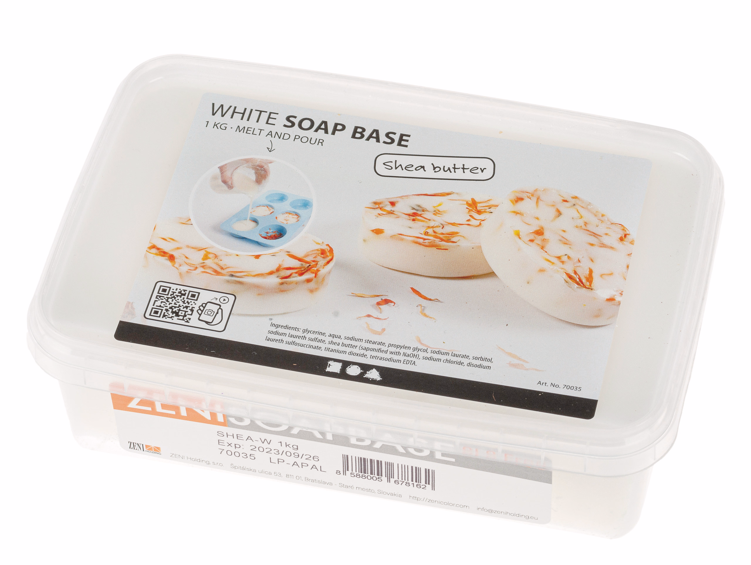 Sheabutter-Seifenbasis, 1 kg weiß