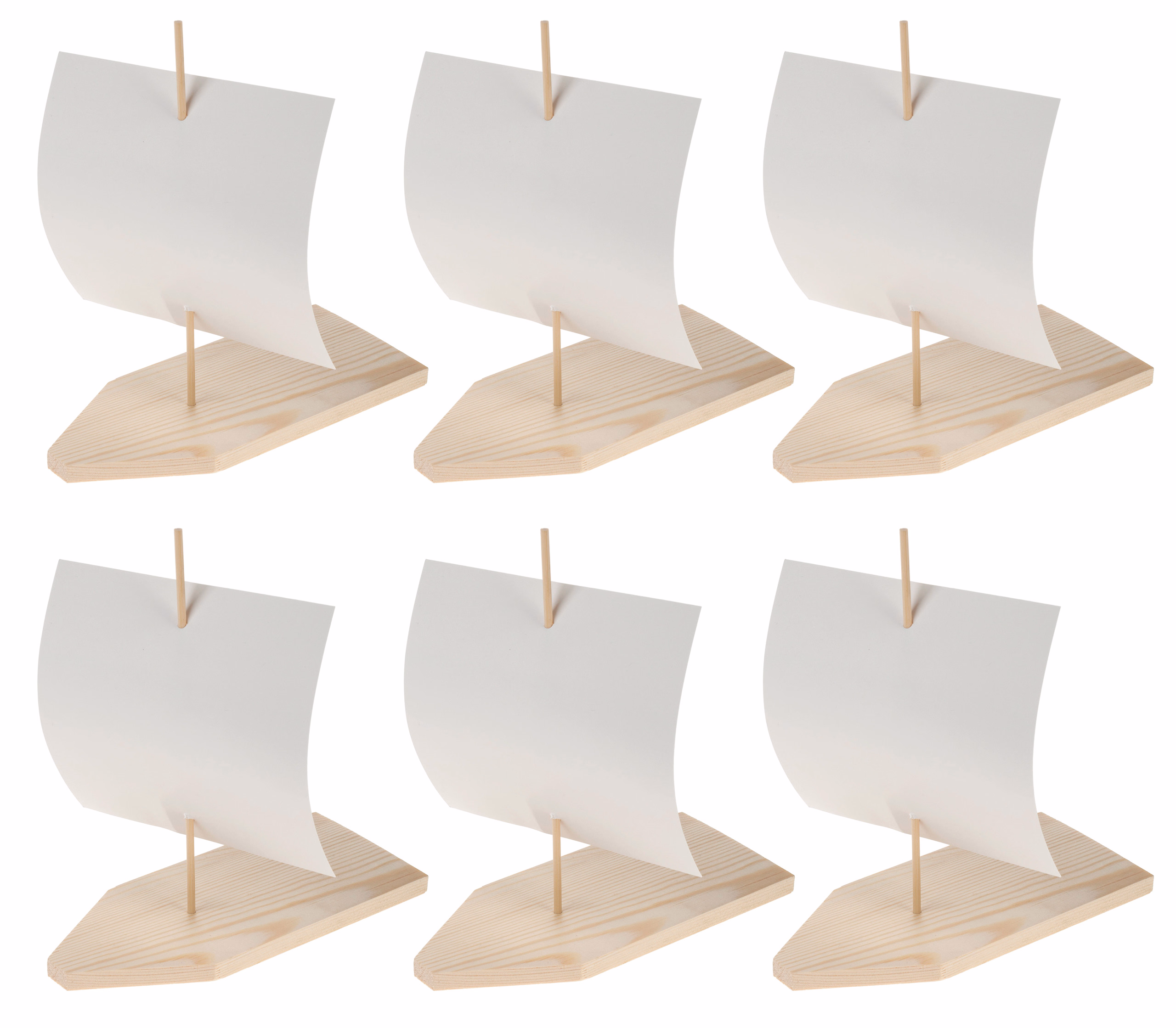 Houten zeilboten (200 x 150 x 210 mm) 6 stuks