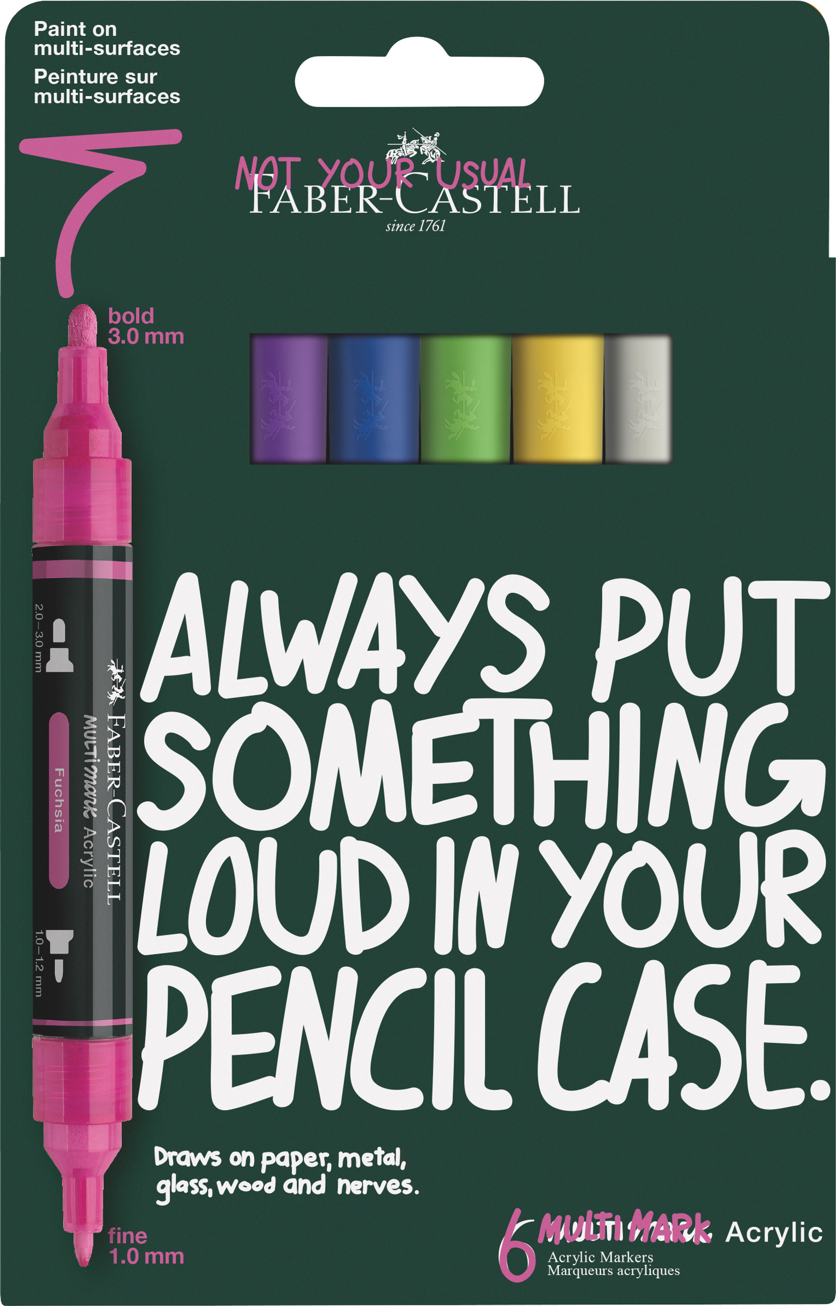 FABER-CASTELL Marqueurs acryliques Vibrant, set de 6 pièces