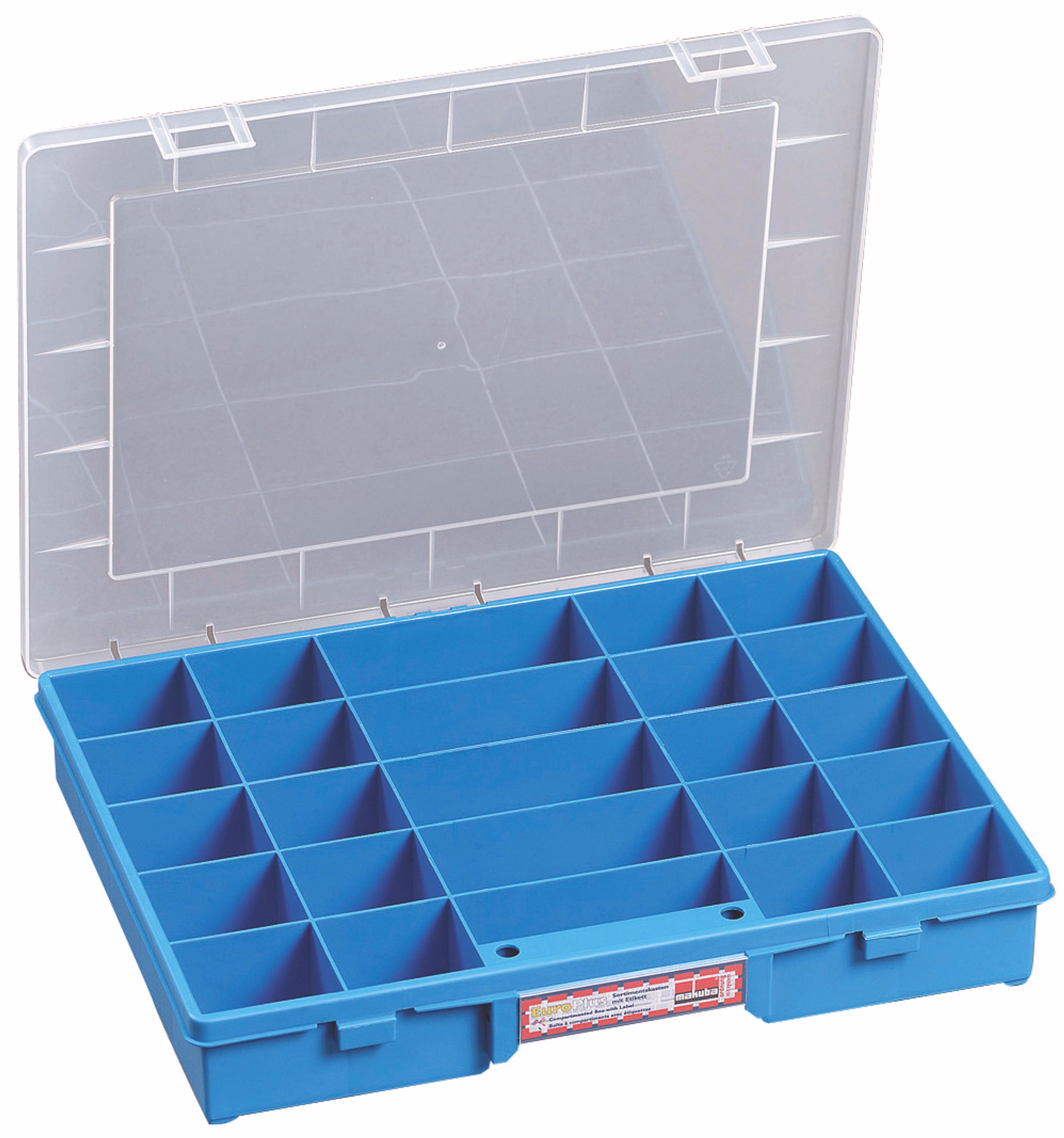 Assortimentsdoos blauw 25 vakken, 370x290x55 mm