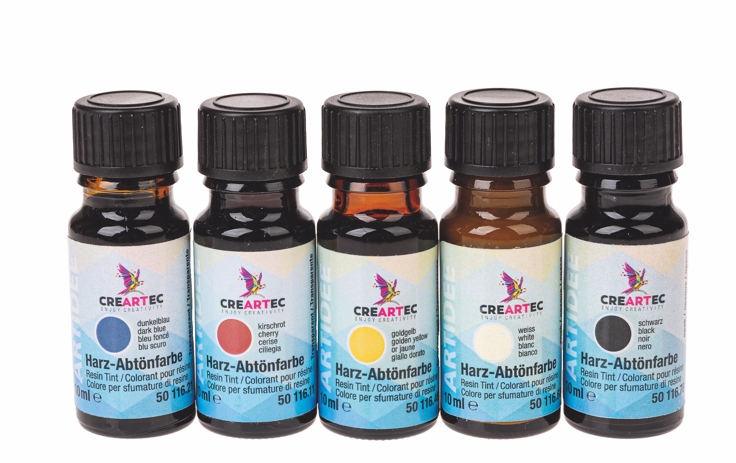 Harz-Abtönfarben, farbig sortiert (5 x 10 ml)