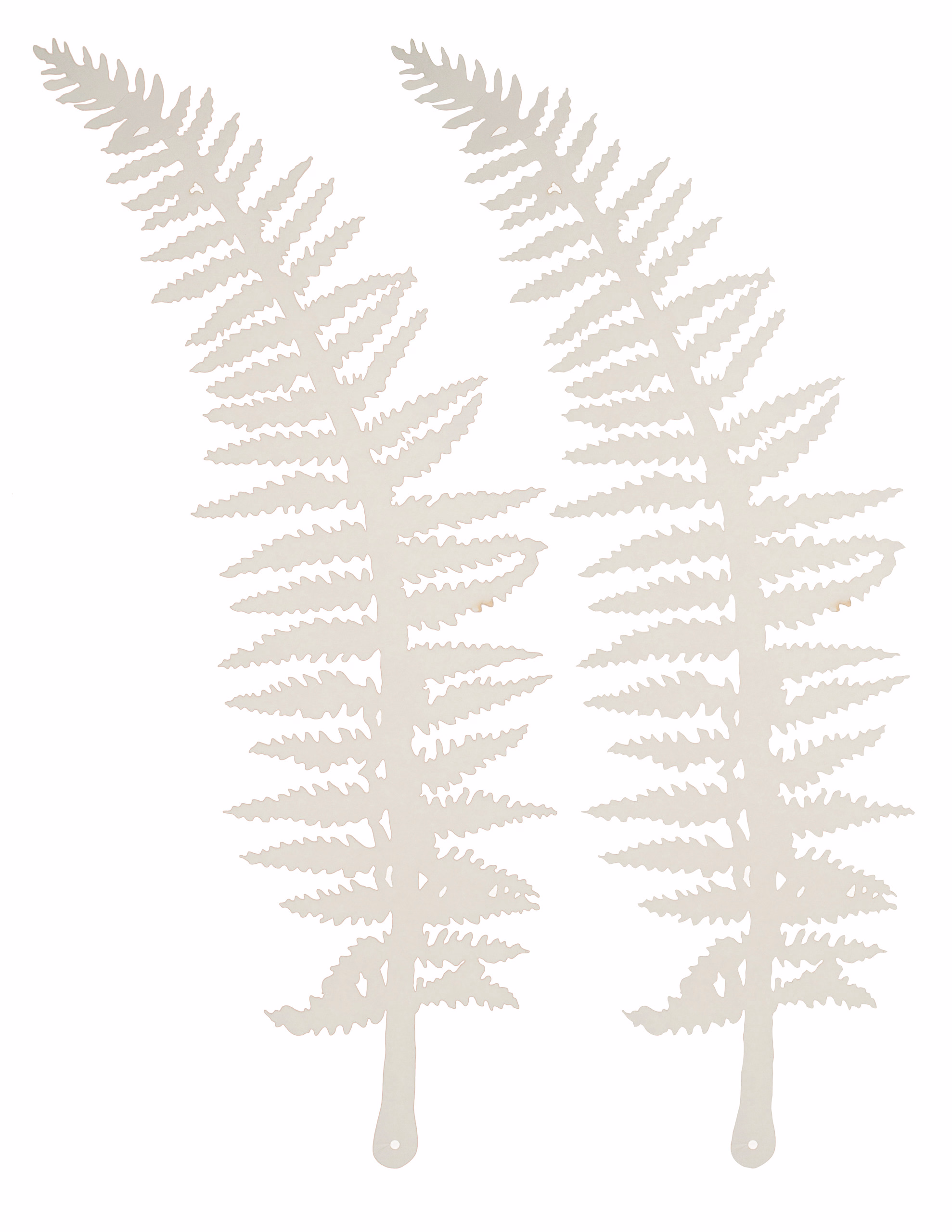 Papier-Deko Farn, 2 Stück perlweiß (15,5 x 54 cm)