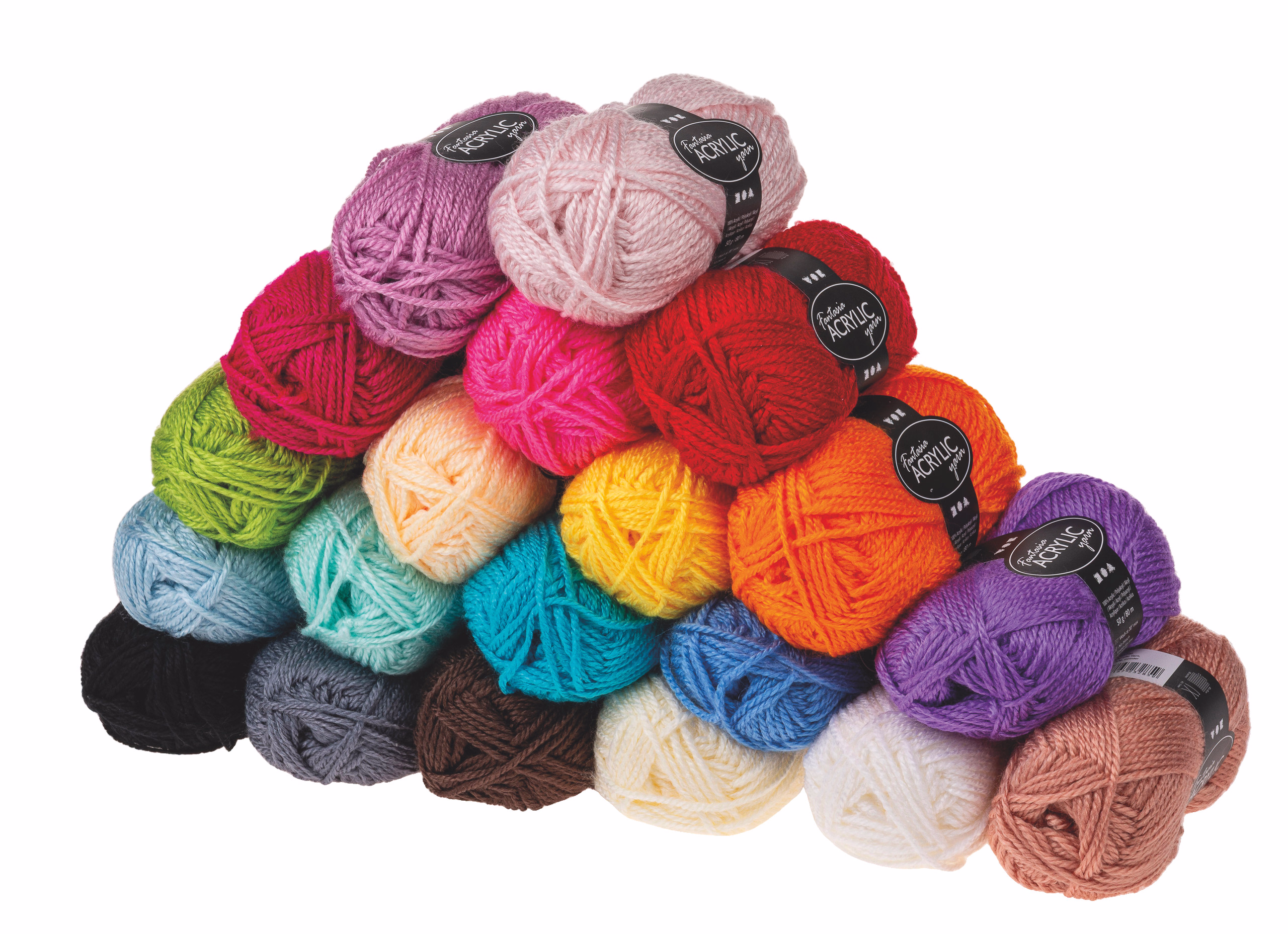 Acrylwol Fantasia (50g/80m) kleurrijk, 20 stuks