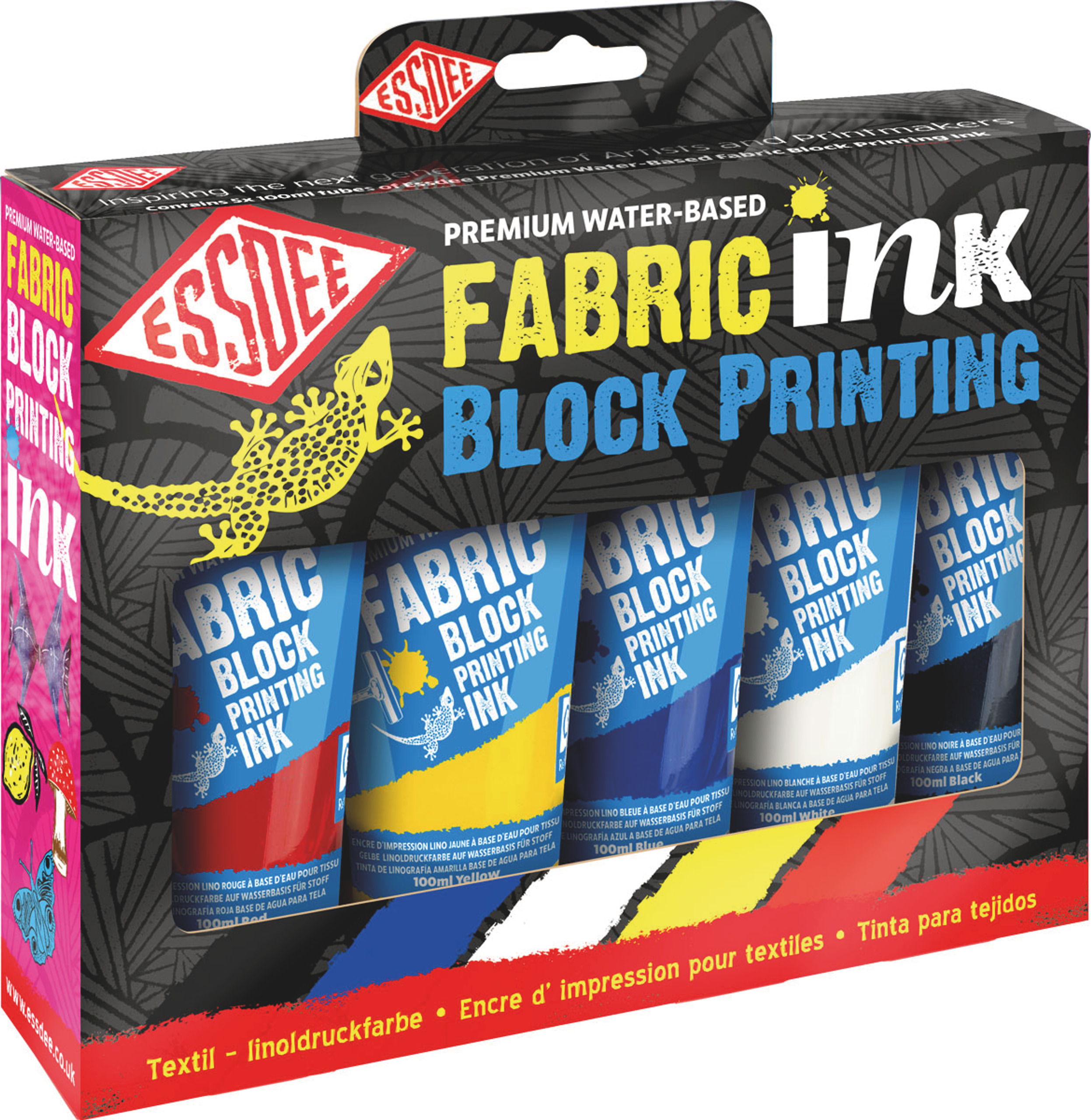 ESSDEE Stoffdruckfarbe für Linoldruck (5 x 150 ml)