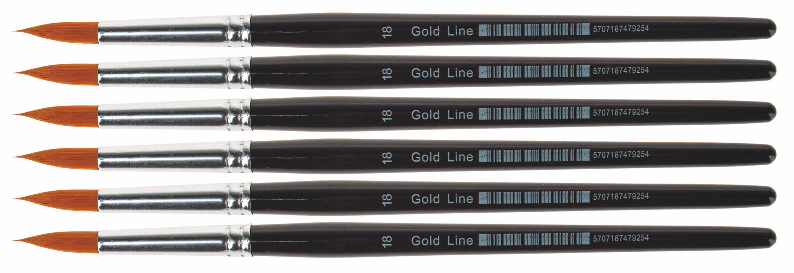 Gold line ronde penselen Gr. 18, 6 stuks