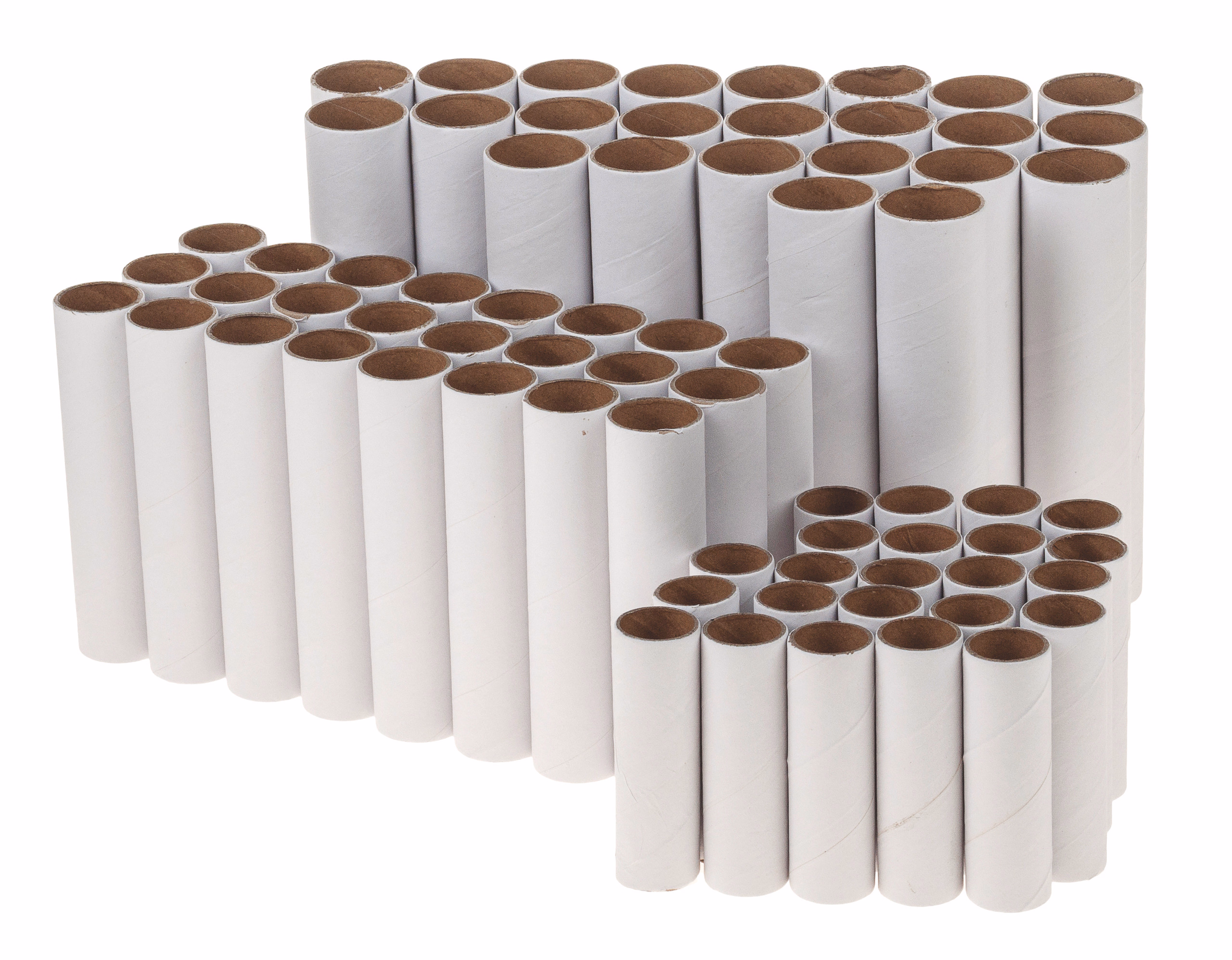 Papprollen weiß, 72er-Set verschiedene Größen