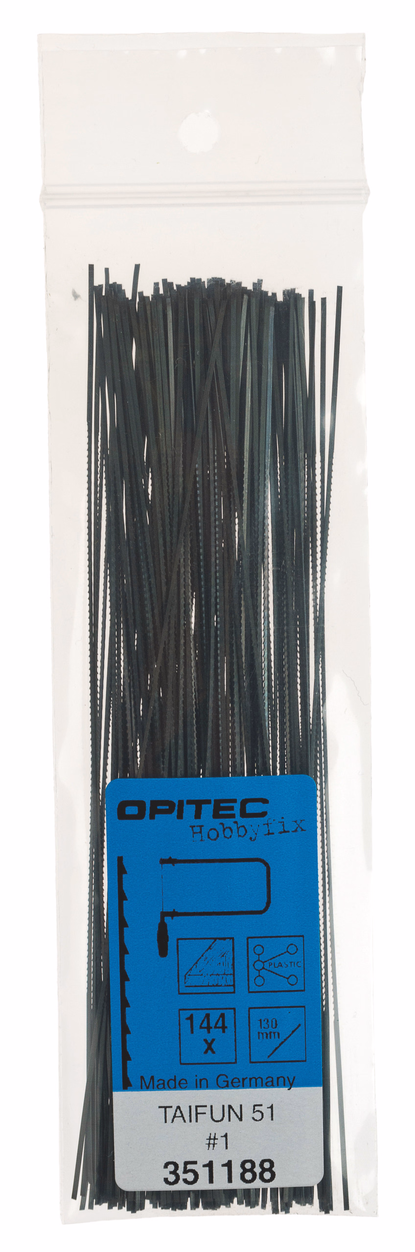 OPITEC Laubsägeblätter weitgezahnt, 144Stück Gr.1