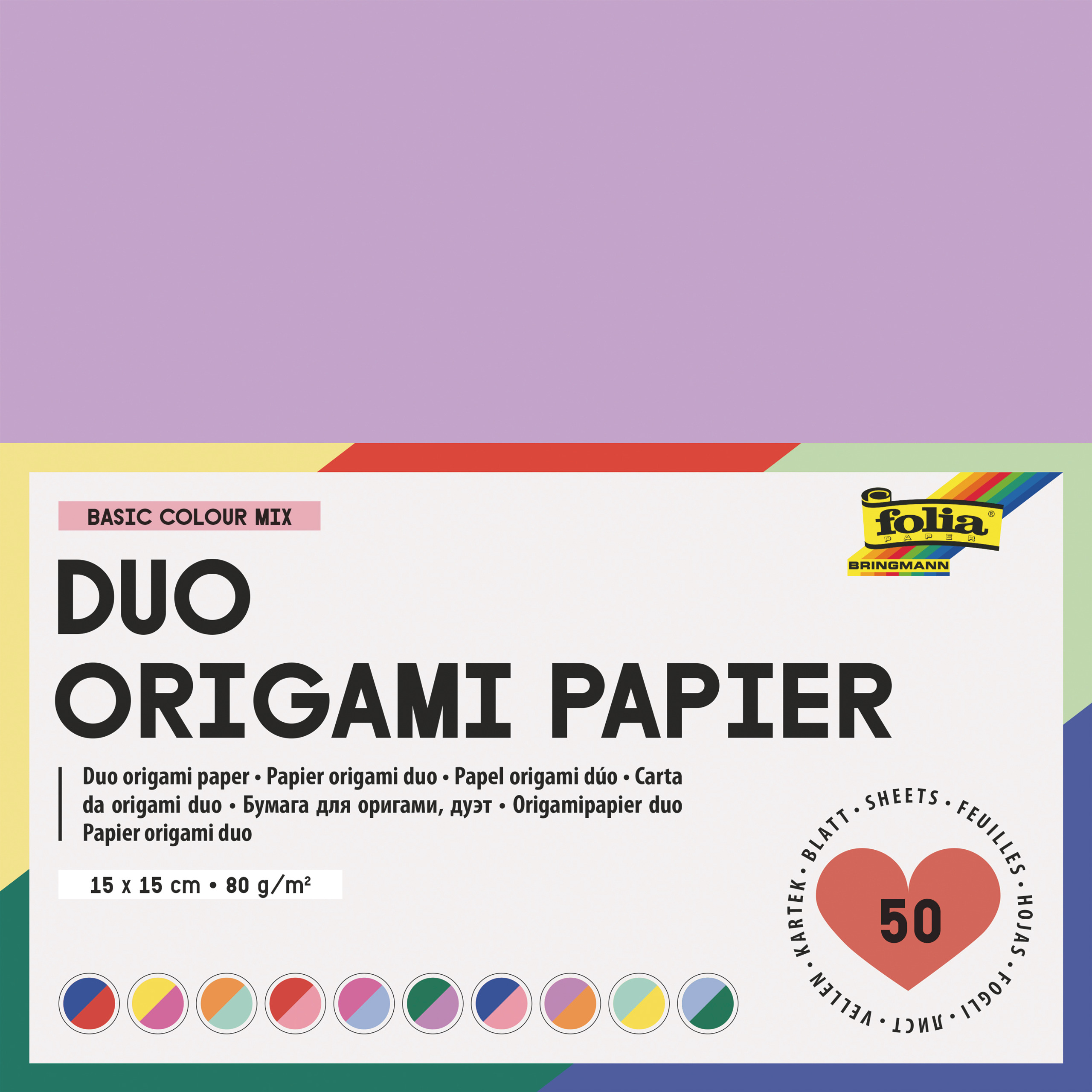 Duo Origami Papier Basic Mix, 15 x 15 cm