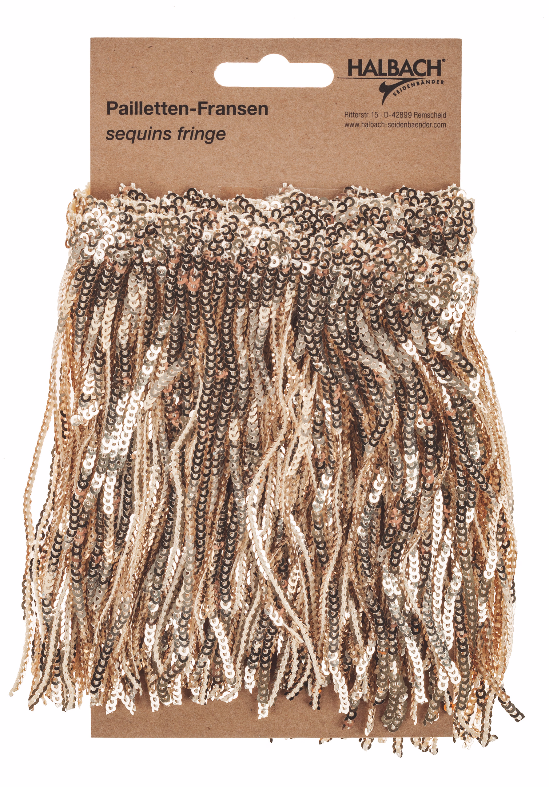 Pailletten/franje band (1 m x 12 cm) goud