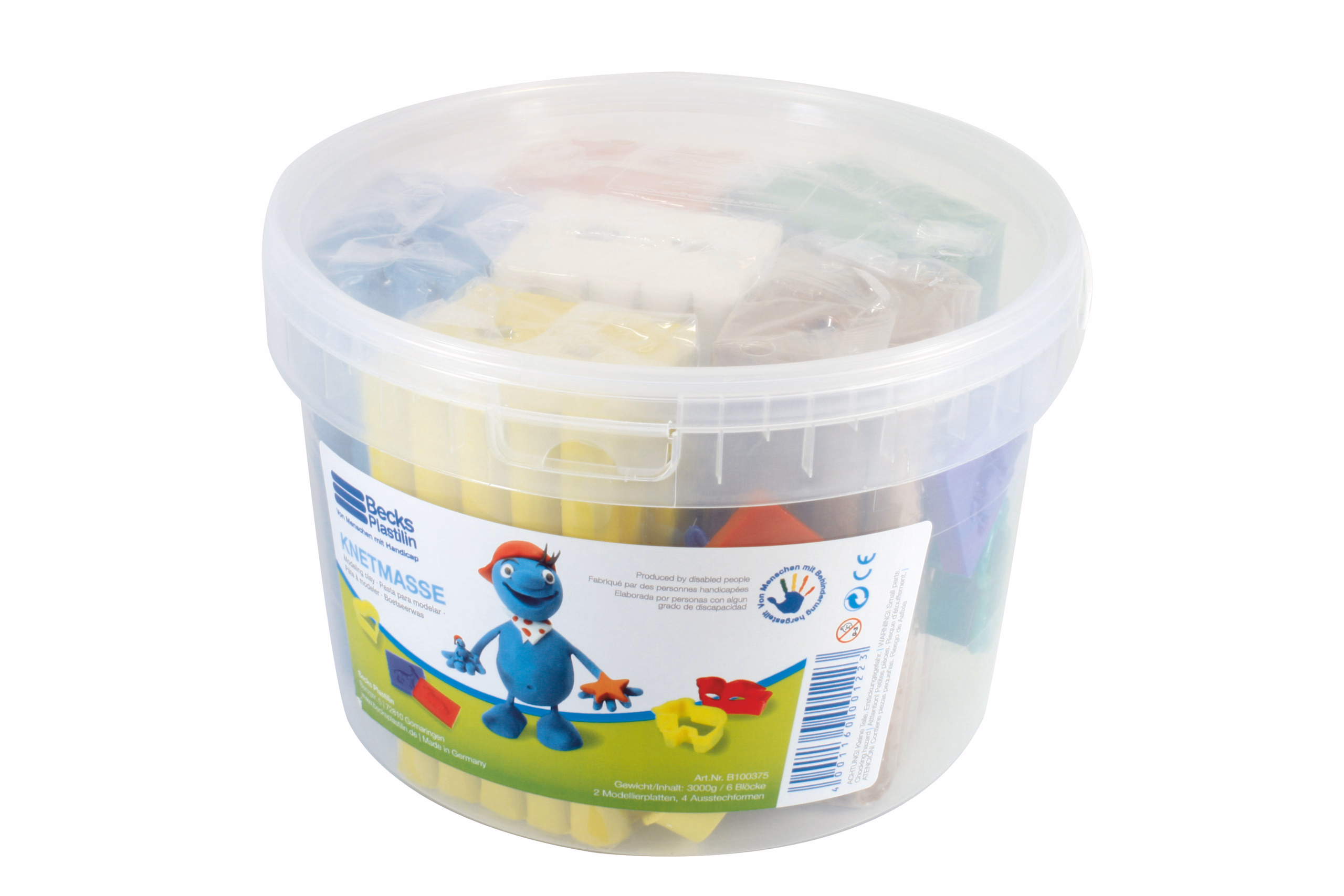 Becks Plastilin-Knetmasse, 6 Blöcke im Eimer
