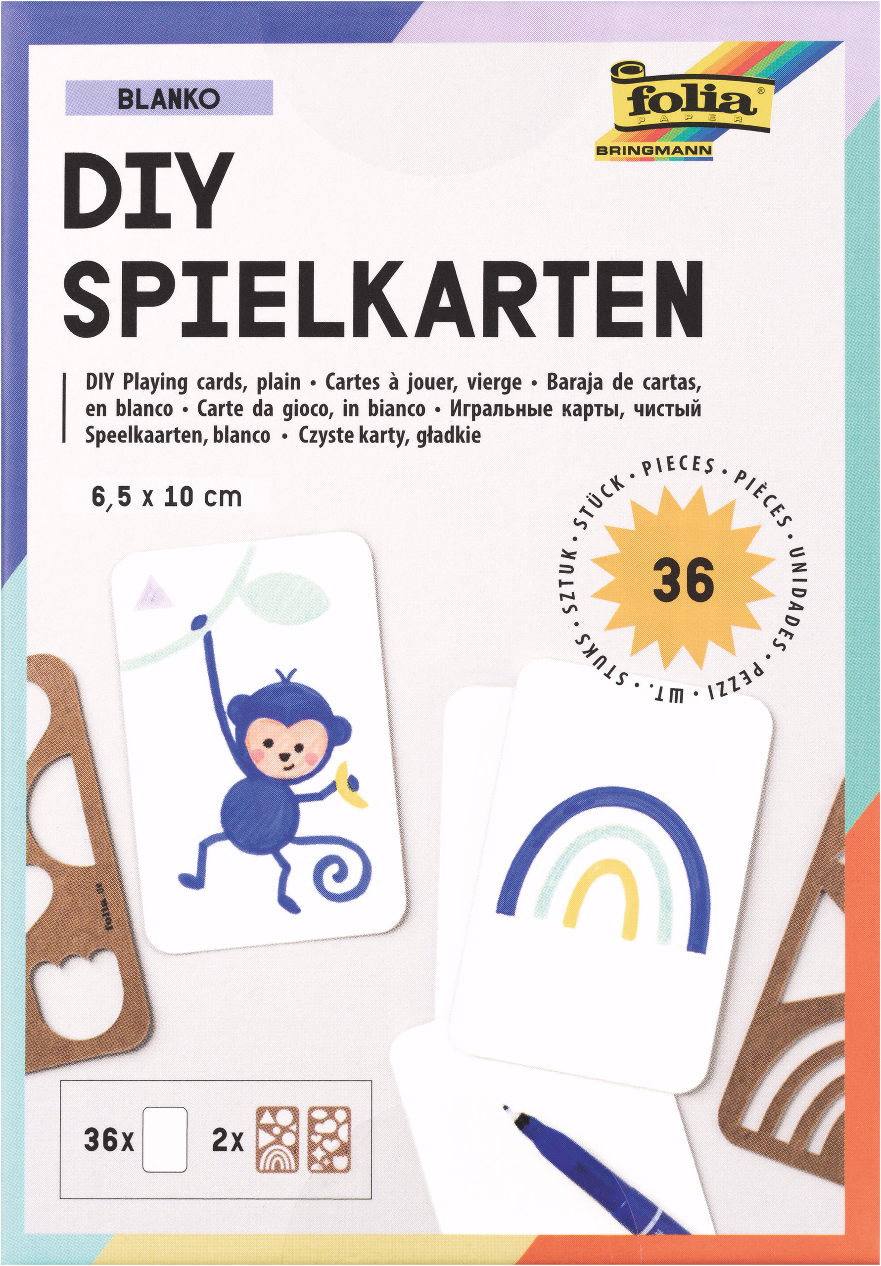 Spielkarten blanko, 36 Stück weiß (6,5 x 10 cm)