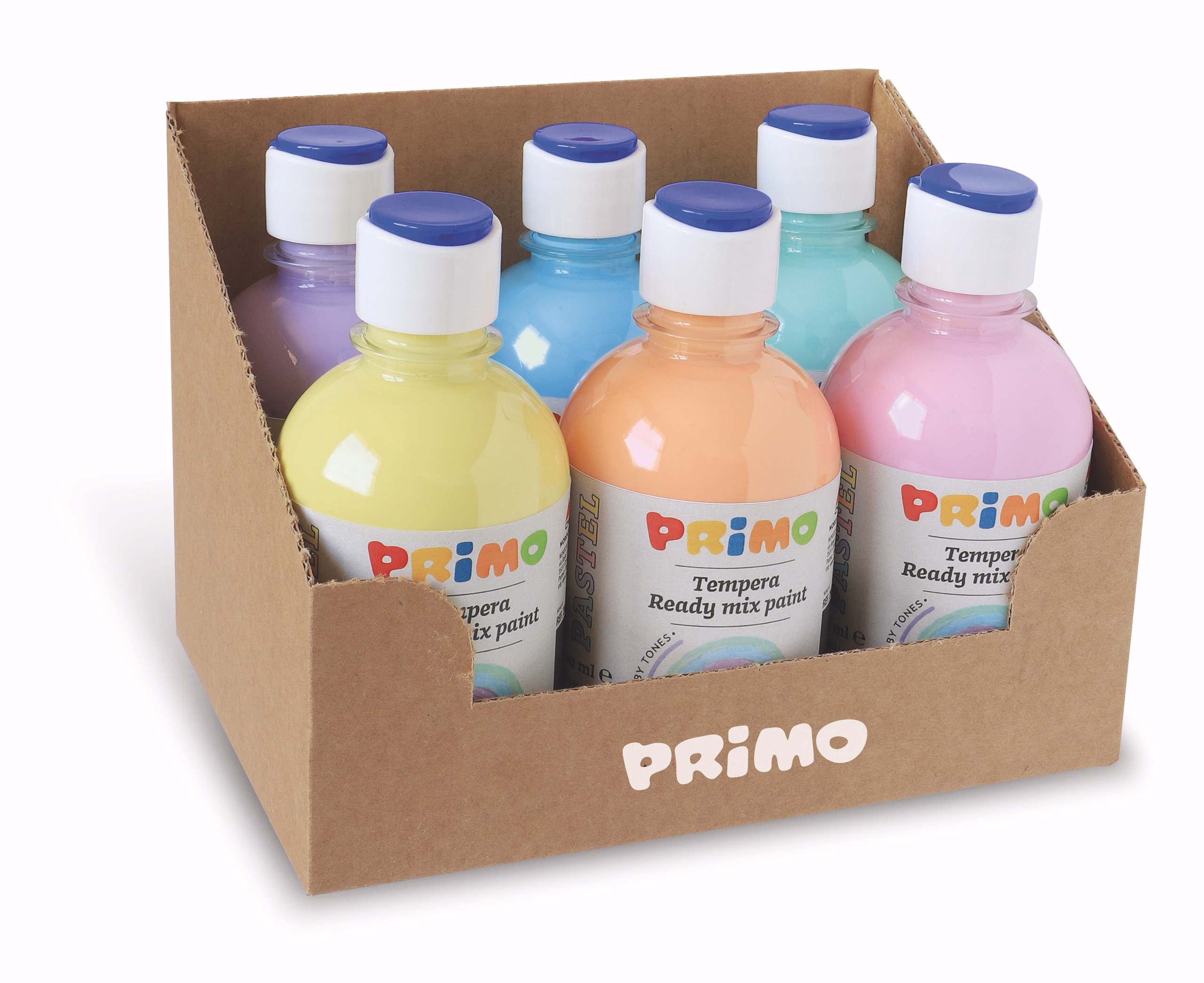 Lote de témpera escolar pastel Primo (6 x 300 ml)
