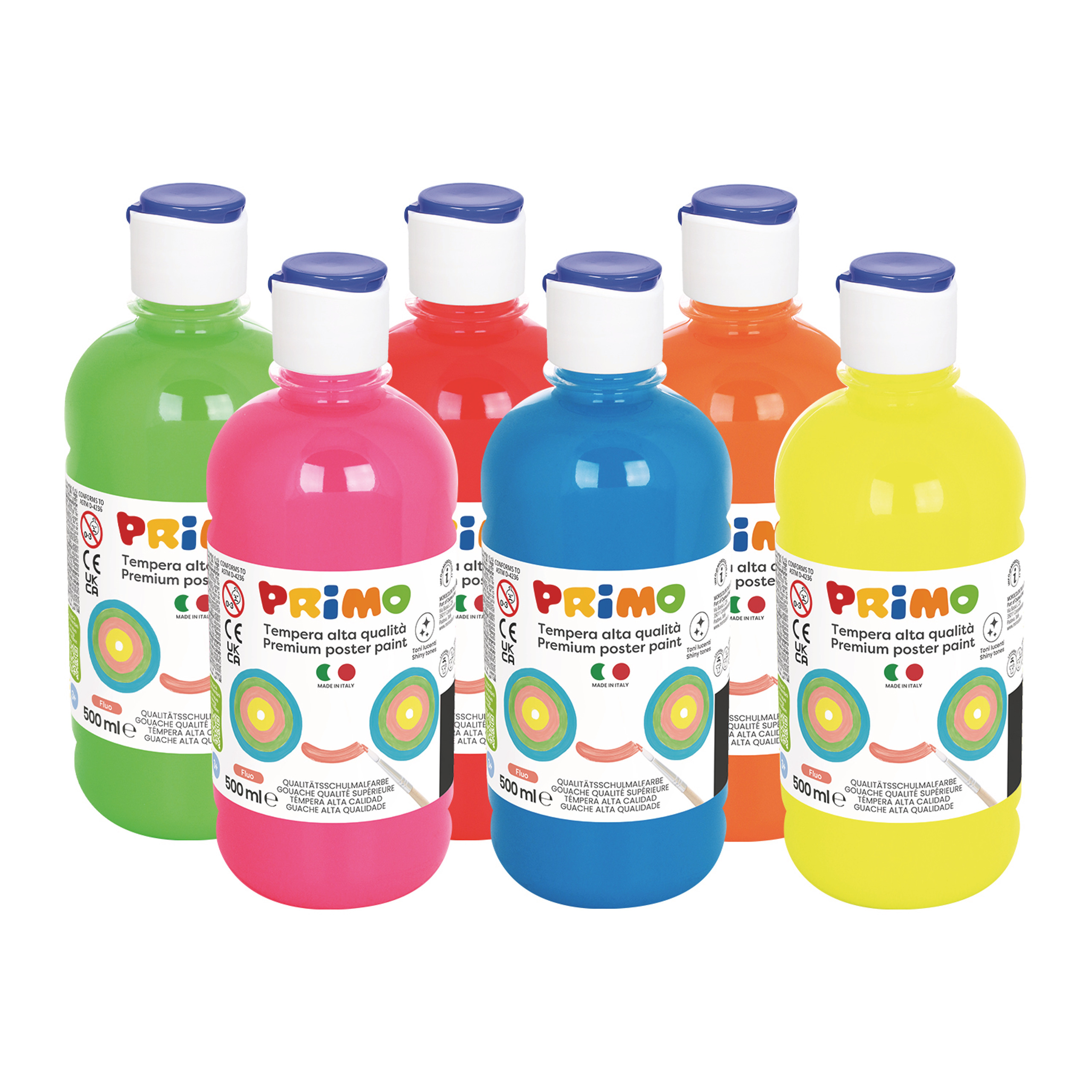 PRIMO Kit de peinture scolaire - Néon, 6 x 500 ml
