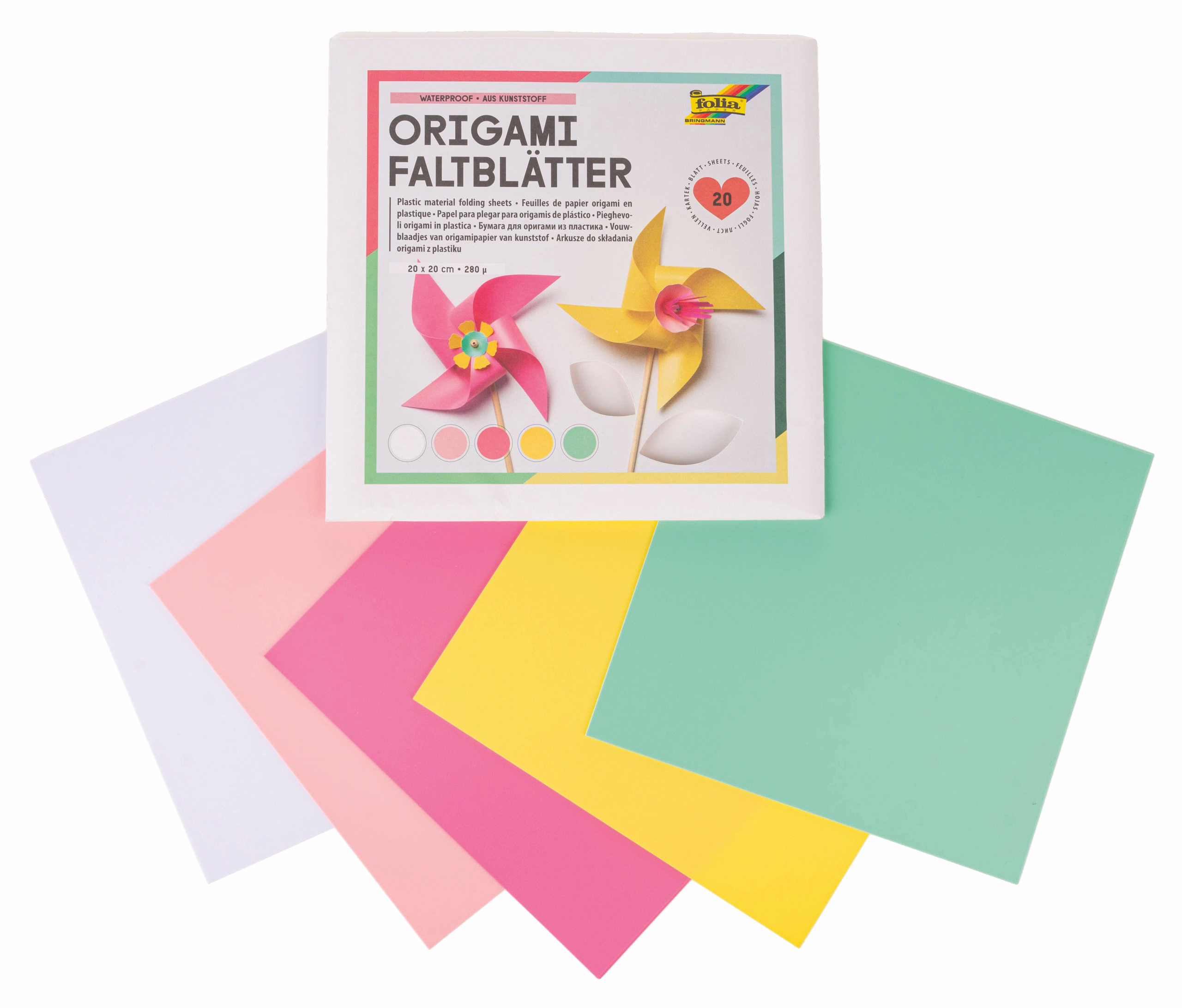 20 láminas de plástico para origami (20 x 20 cm)