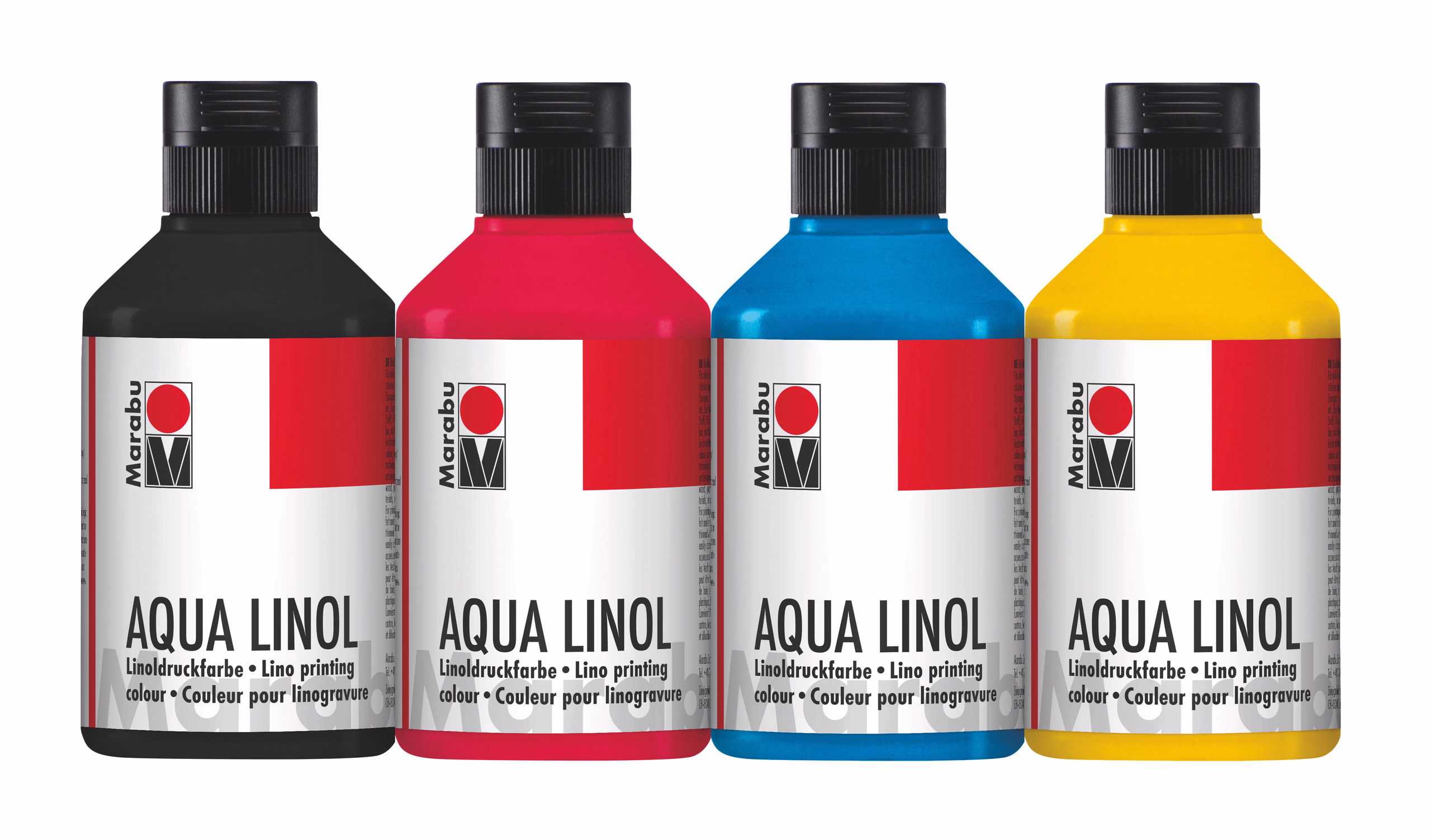 Marabu Aqua Linoldruckfarbe, 250 ml, 4er-Set