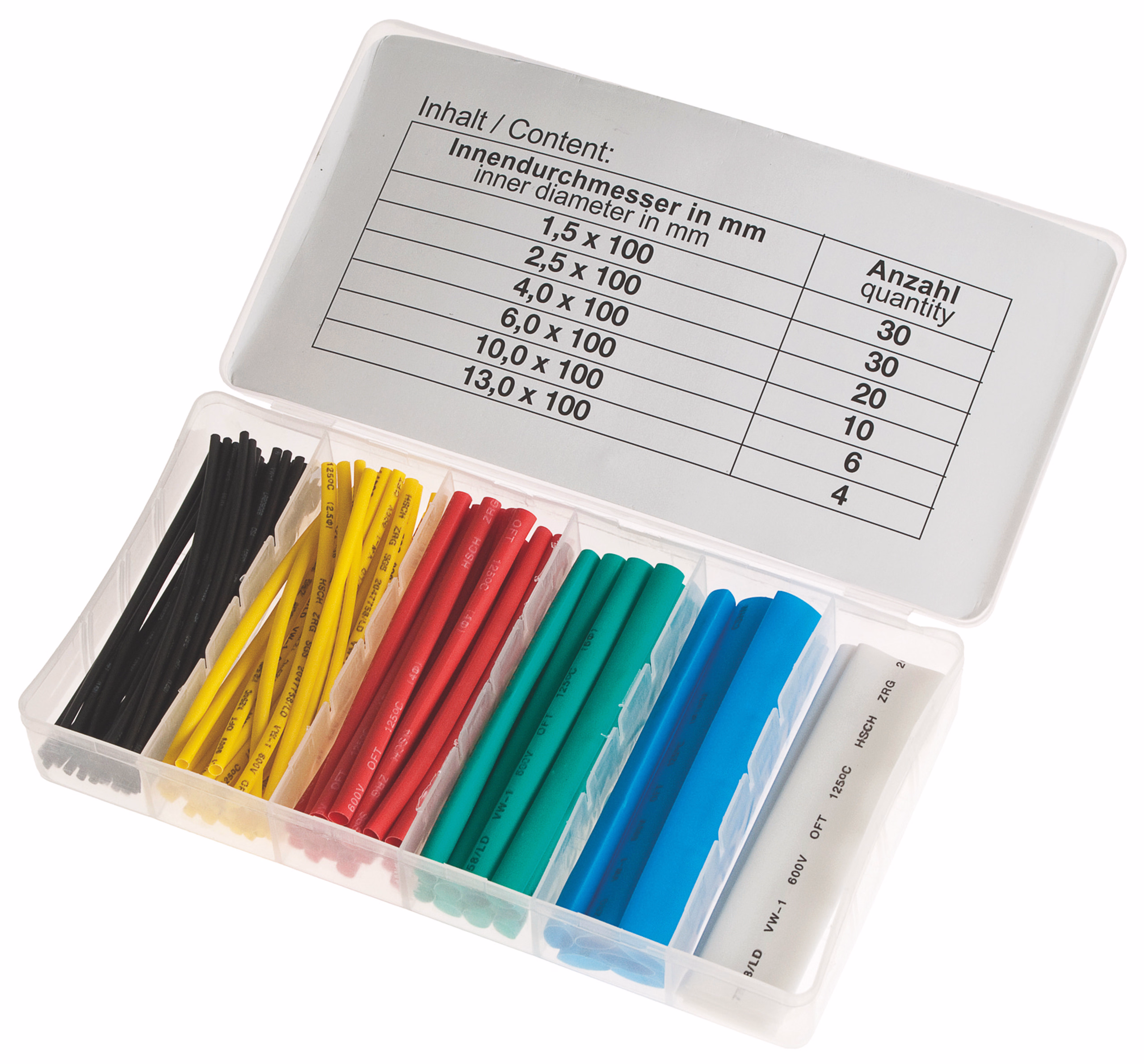 Schrumpfschlauch-Sortiment, 100er-Set je 6 cm