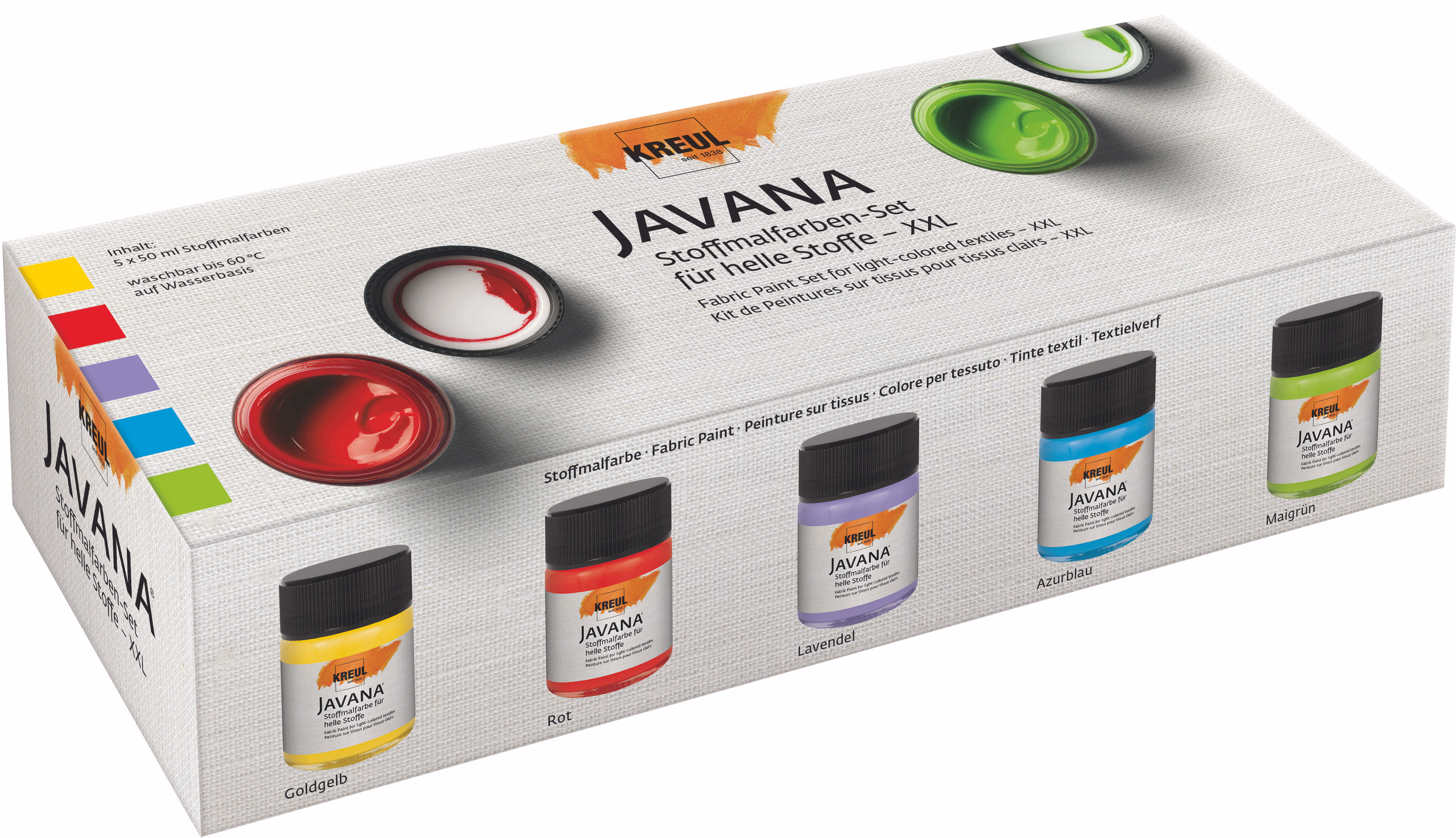 KREUL JAVANA Stoffmalfarben Set XXL, 5 x 50 ml