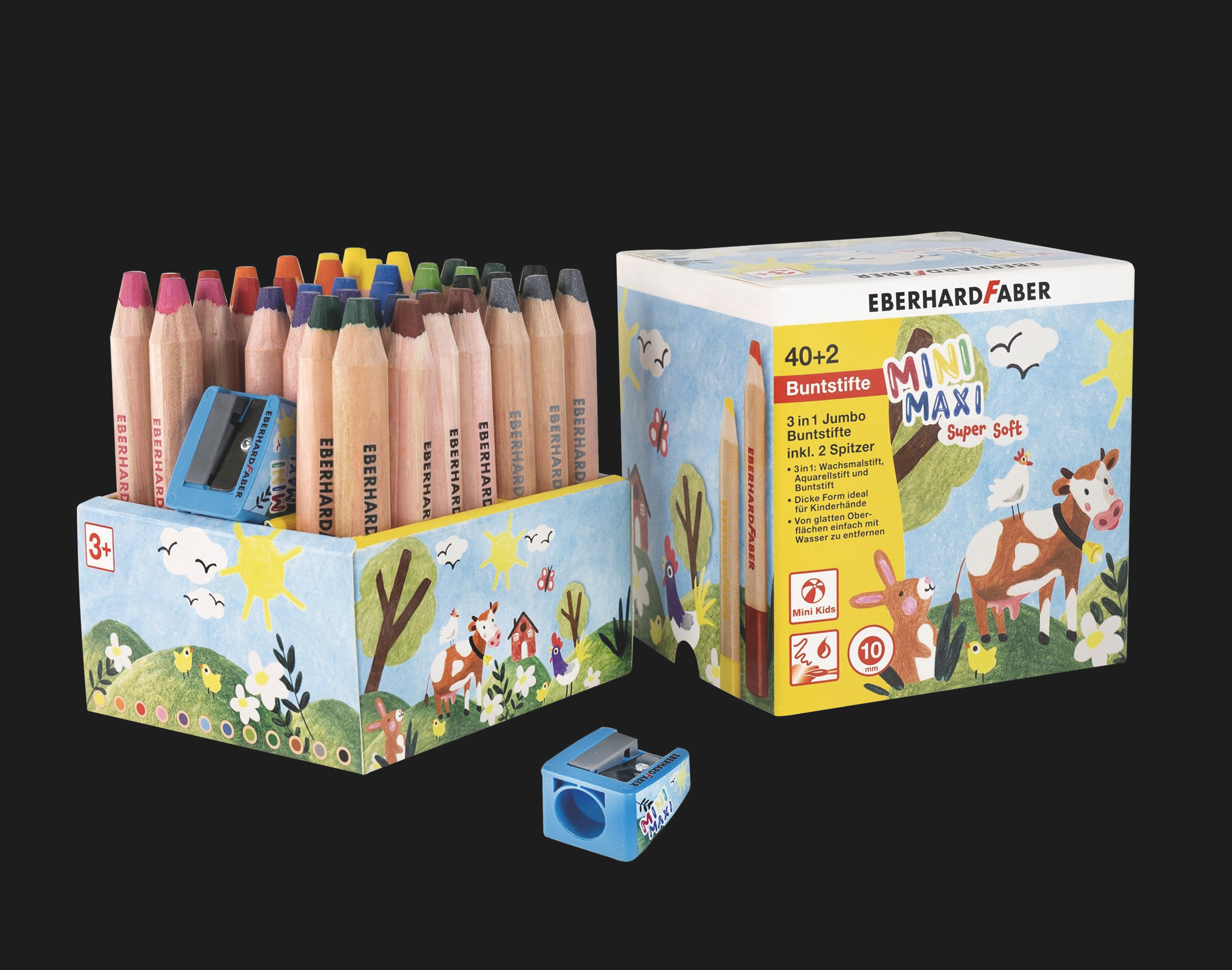 Eberhard Faber Buntstifte Jumbo 3in1, 40er-Set