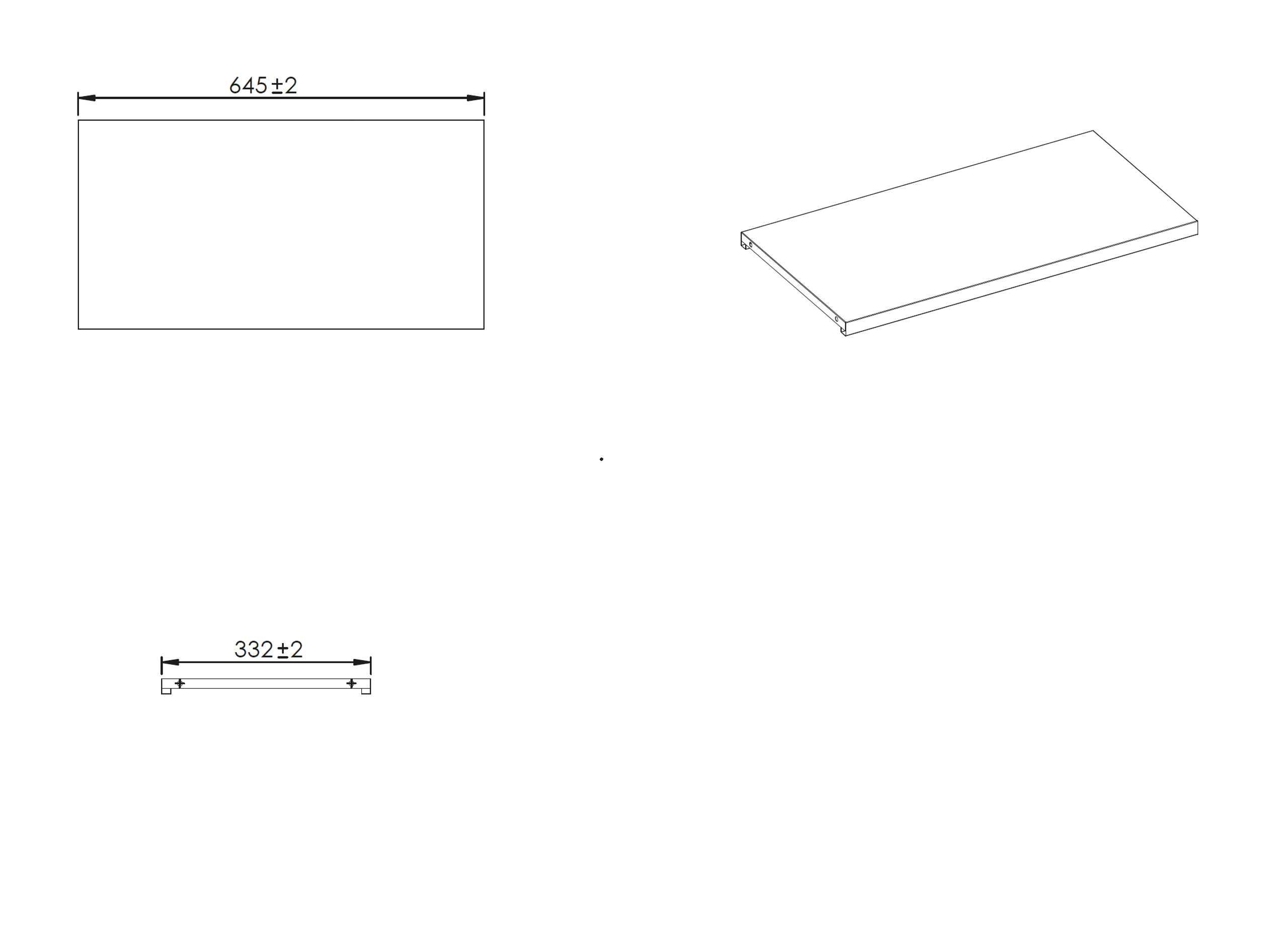 Los legbord roldeurkast - 800x400 mm