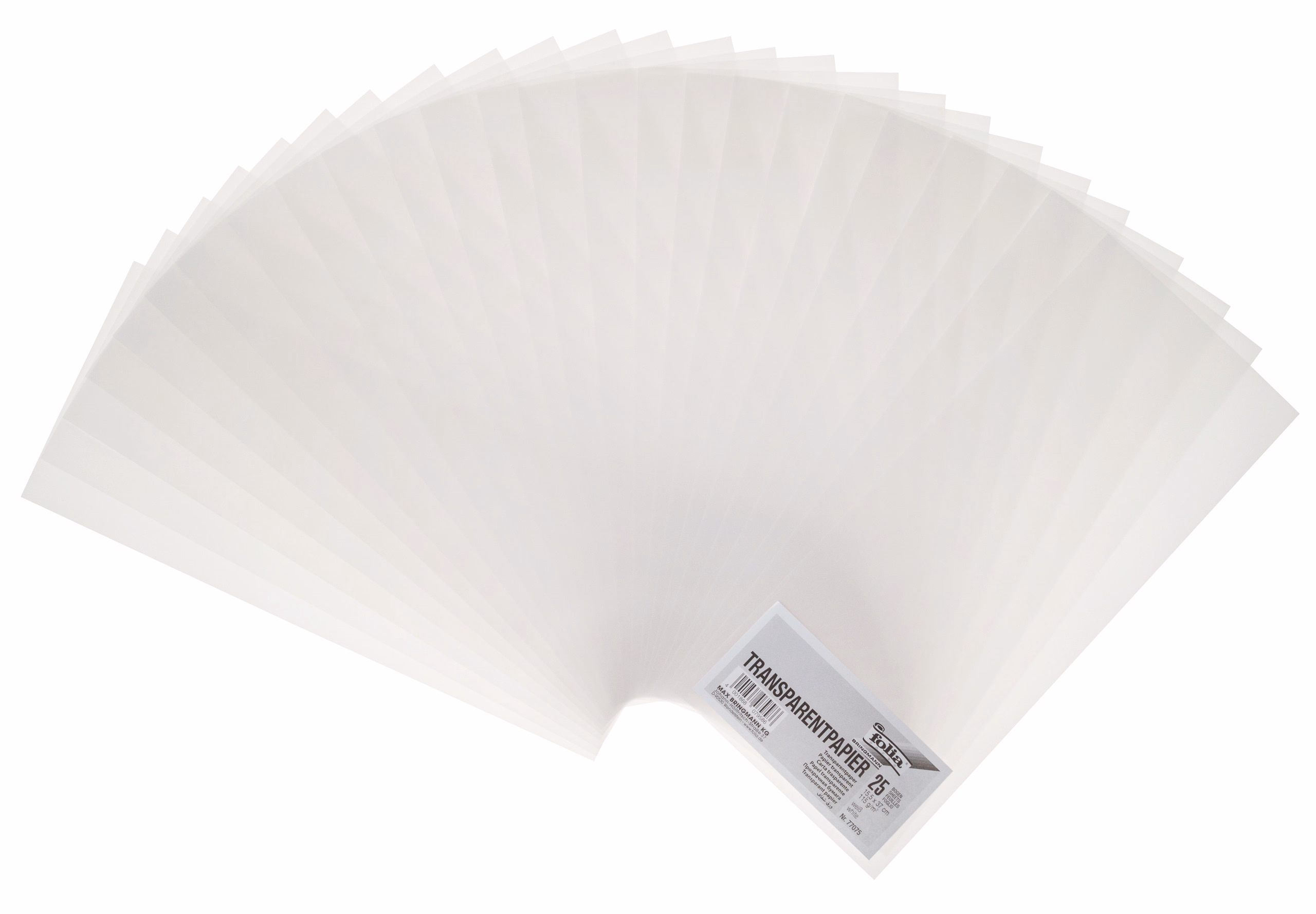 Transparentpapier, 25 Bogen weiß (15,5 x 37 cm)