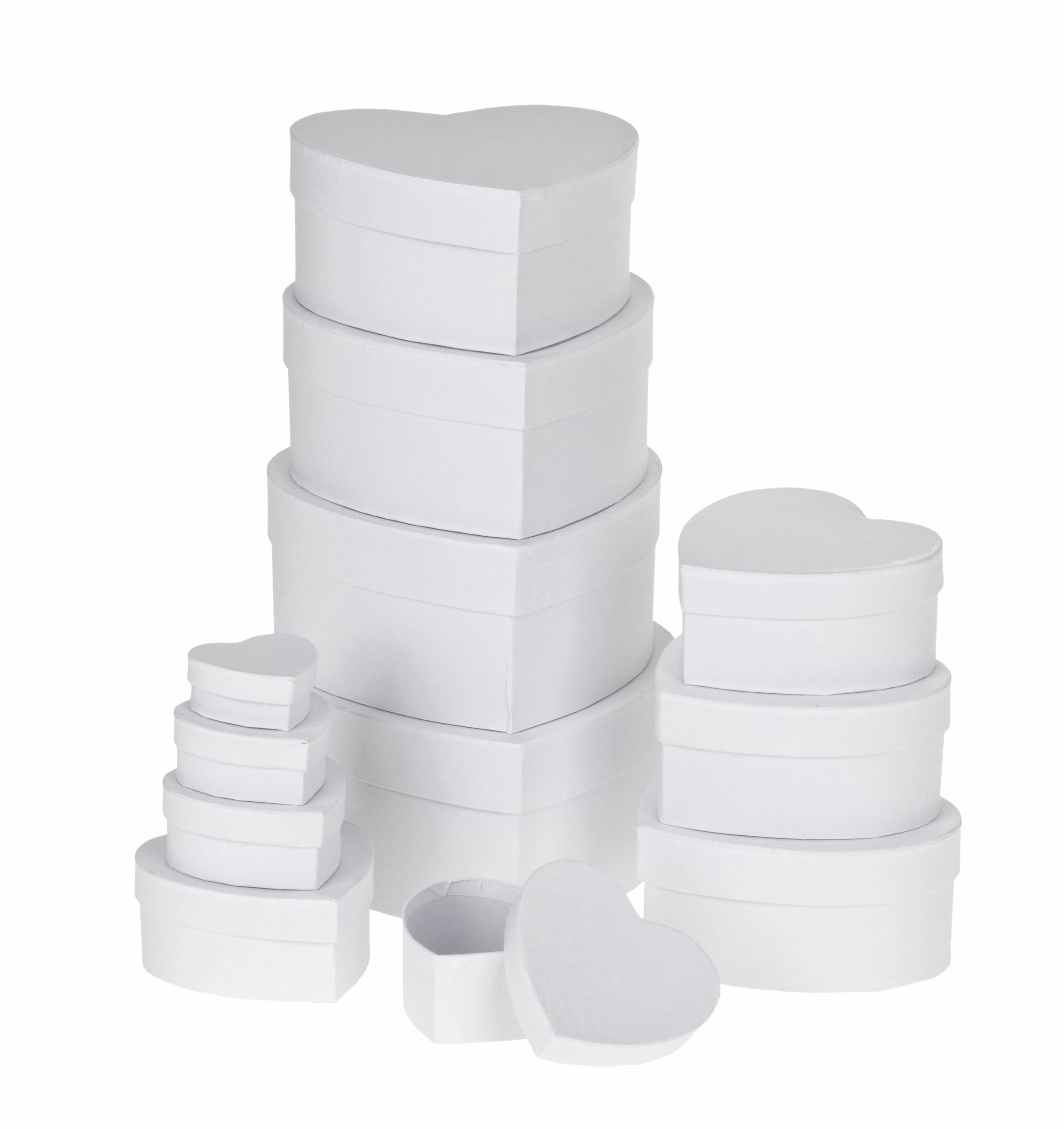 Geschenkboxen, 12-teilig Herz weiß