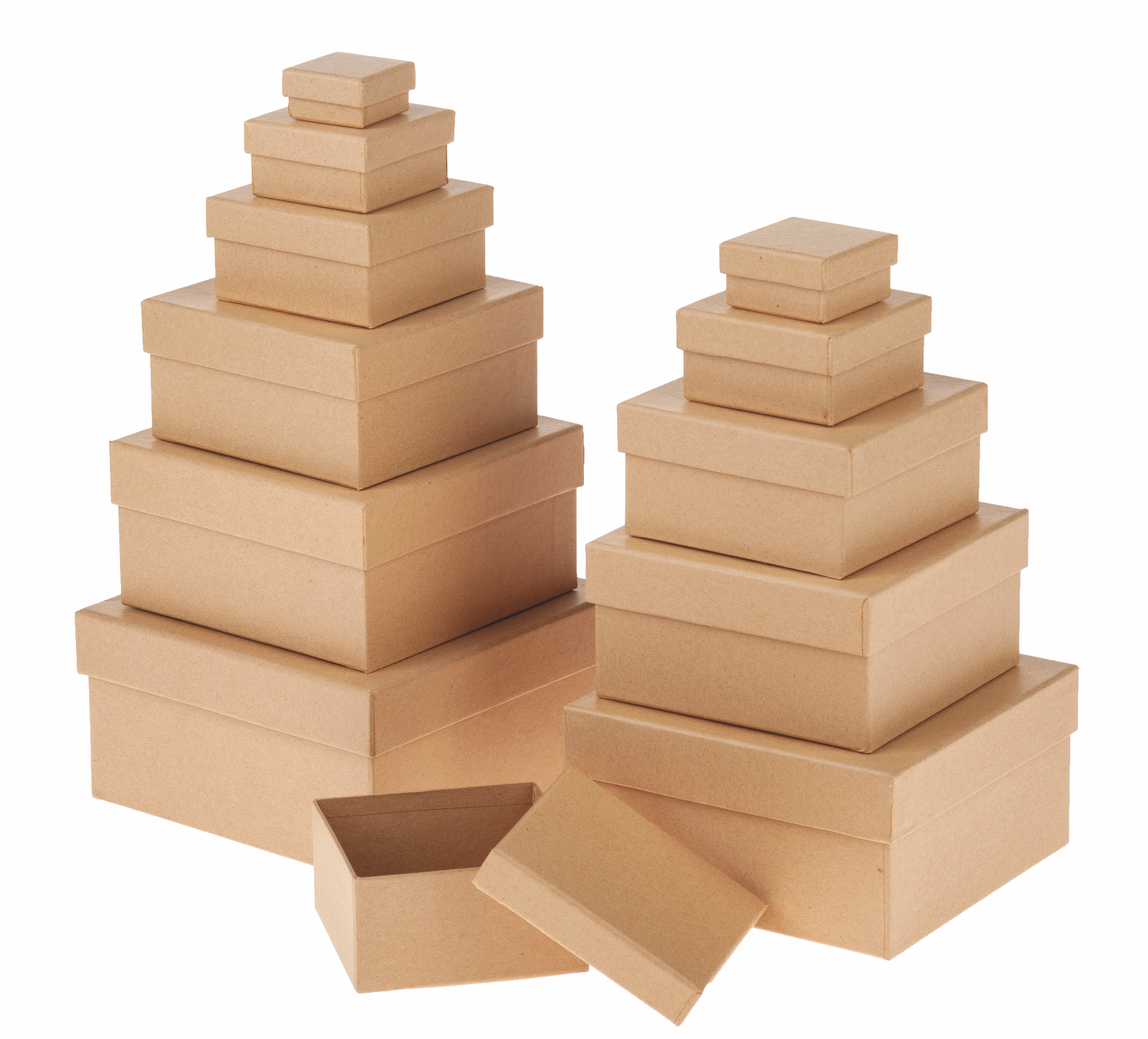 Pappboxen, 12er-Set natur