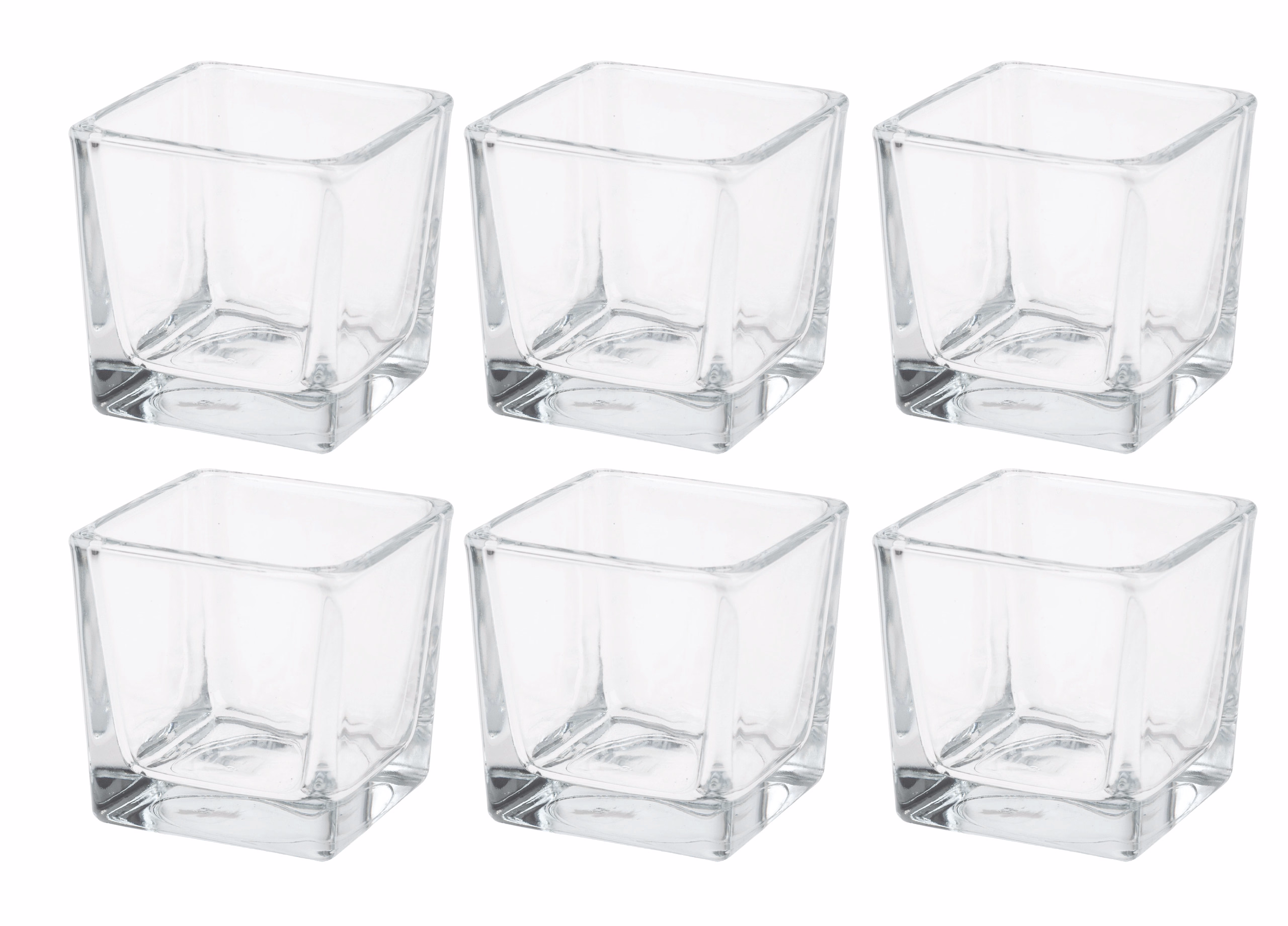 Vasi cubici di vetro, 6 pezzi (6x6x6 cm)