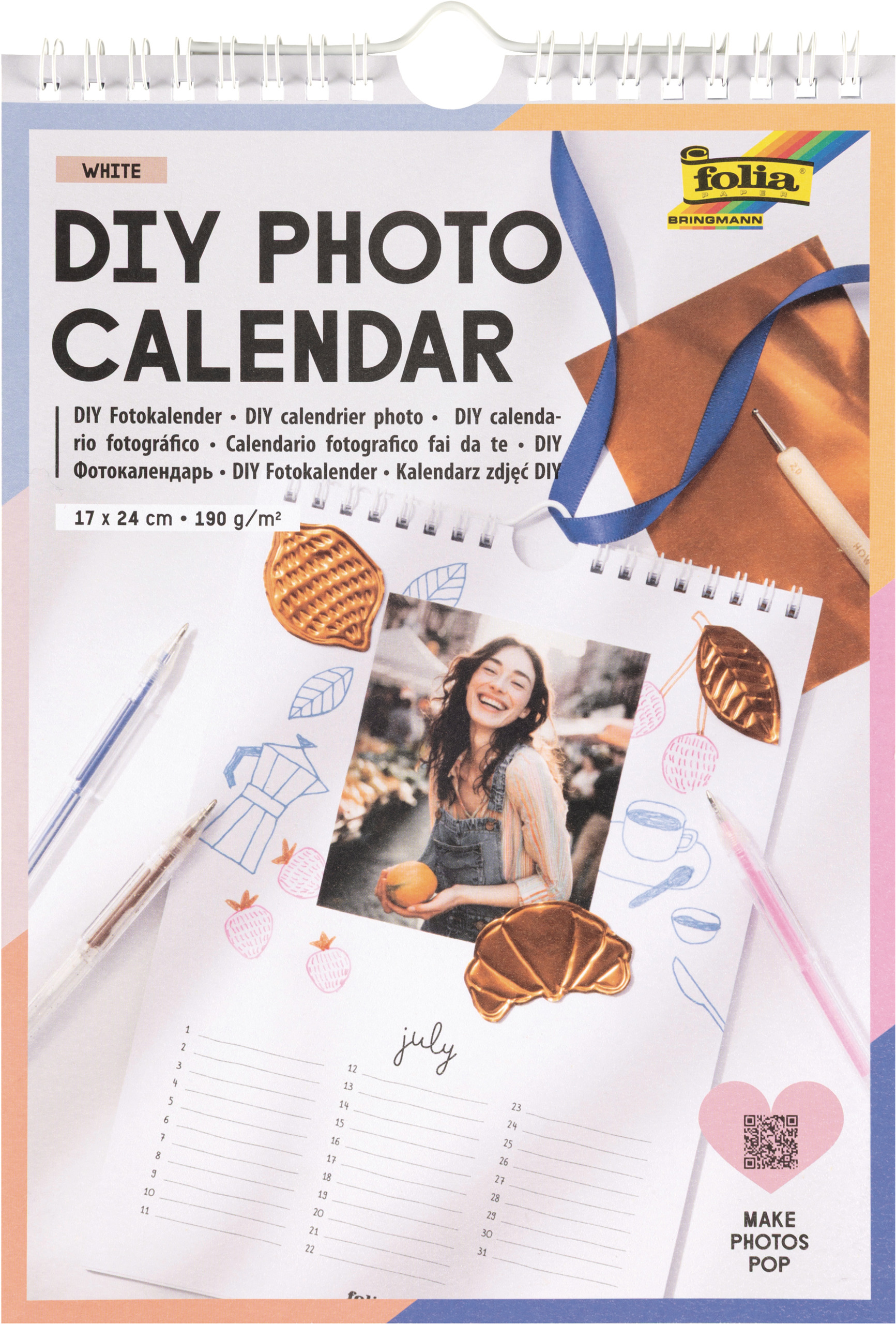 DIY Fotokalender, 17 x 24 cm, weiß